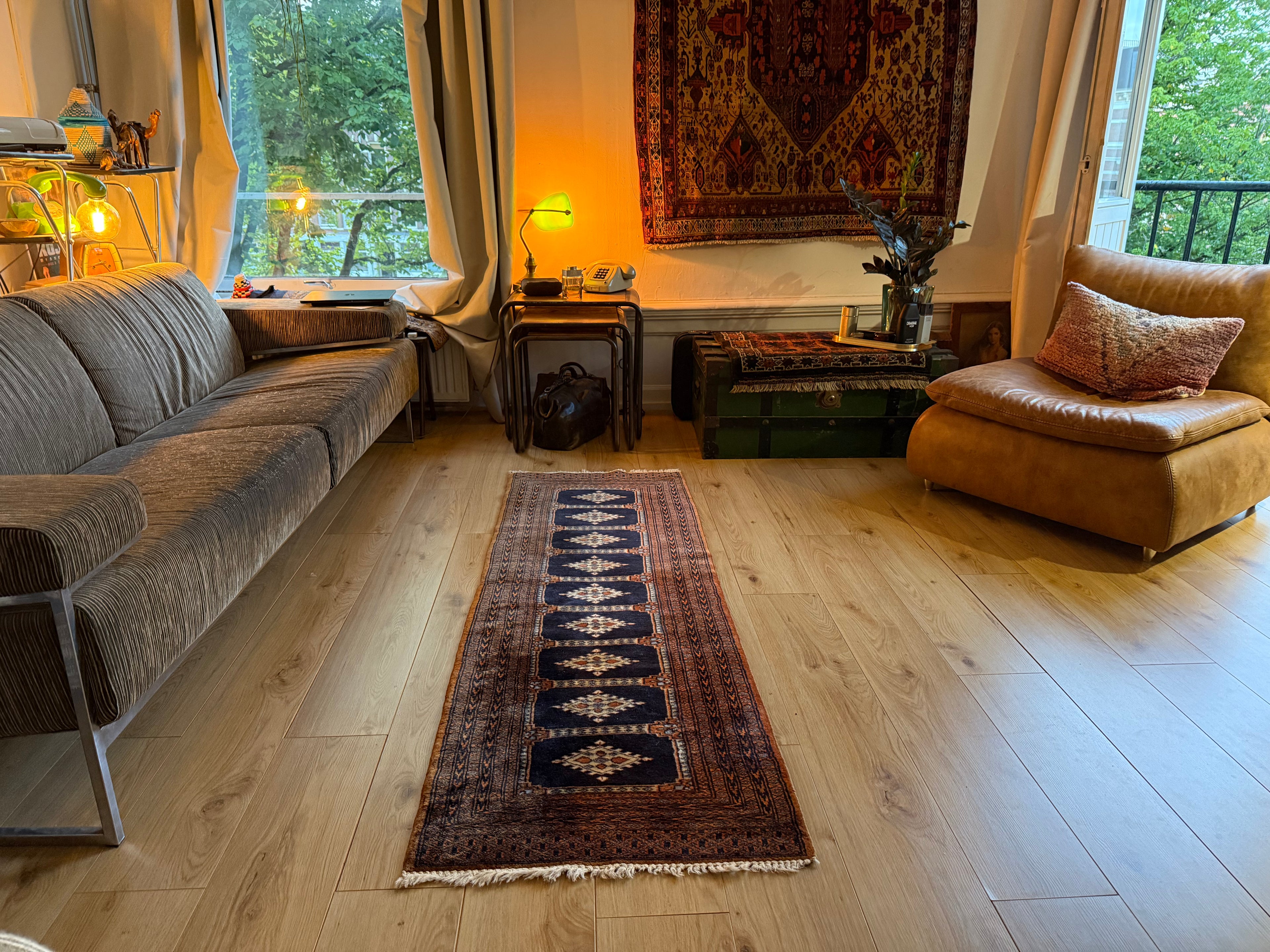 Handgeknoopte vintage loper – Baluchi stijl – ca. 280 × 75 cm