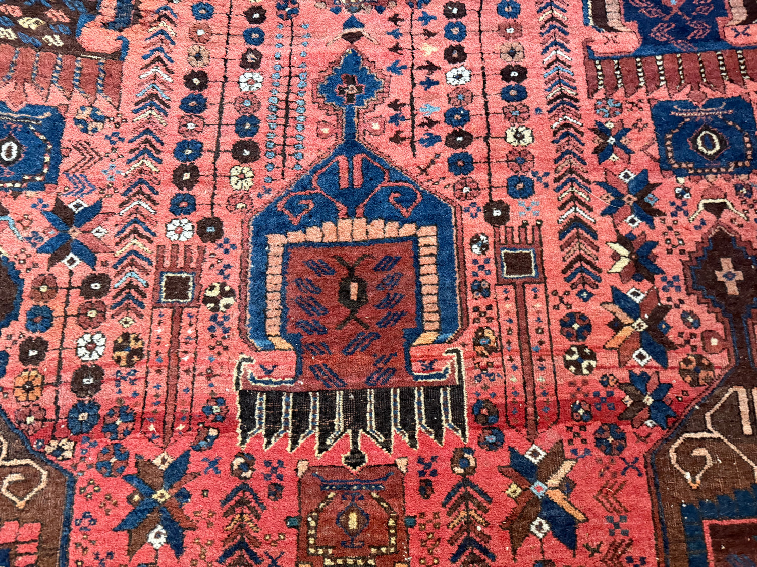 Tapete vintage antigo feito à mão nó a nó Tapete de aldeia (estilo Nahavand) – aprox. 158 × 180 cm