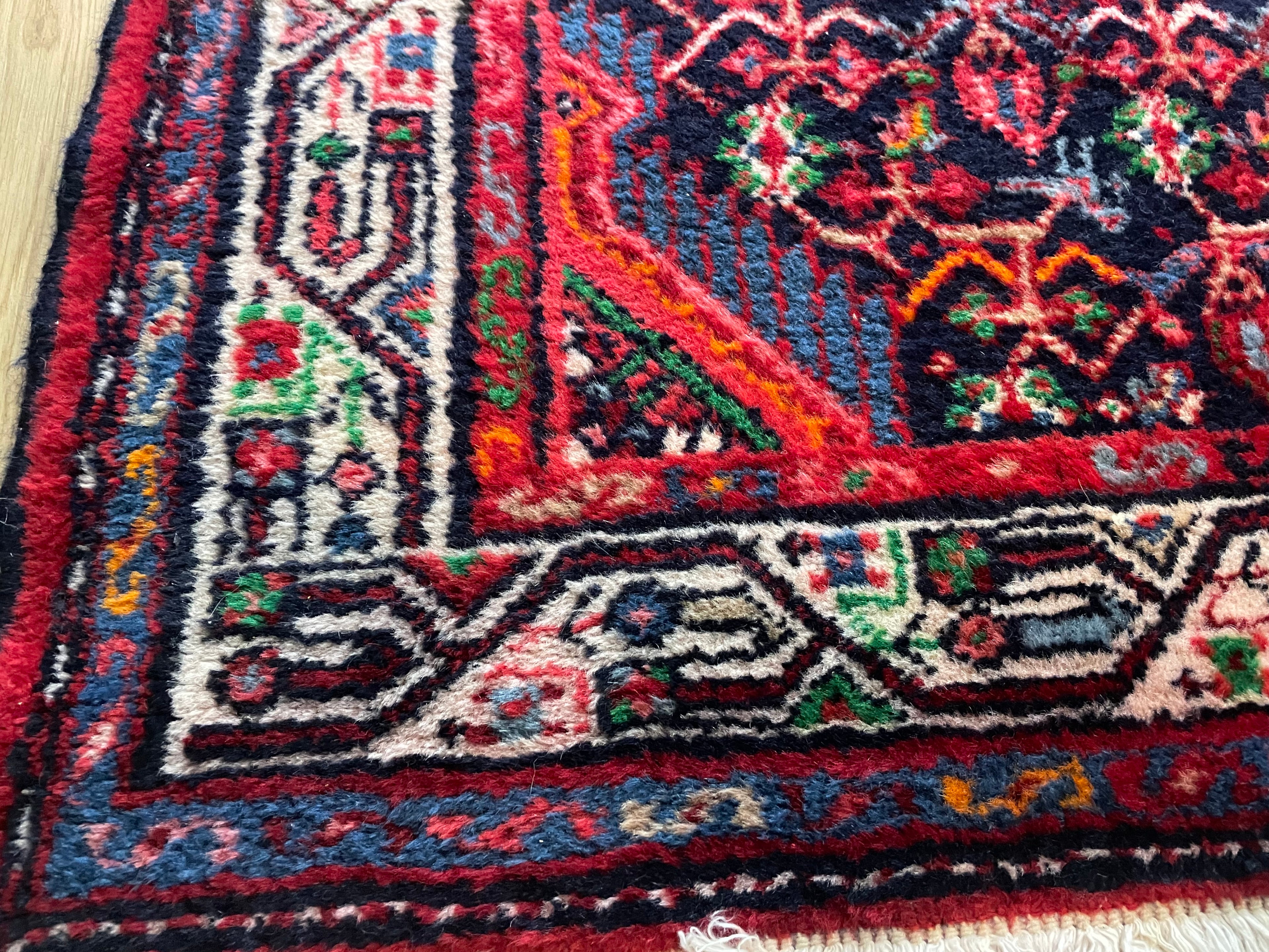 Handgeknoopte vintage Oosterse loper – ca. 305 × 88 cm