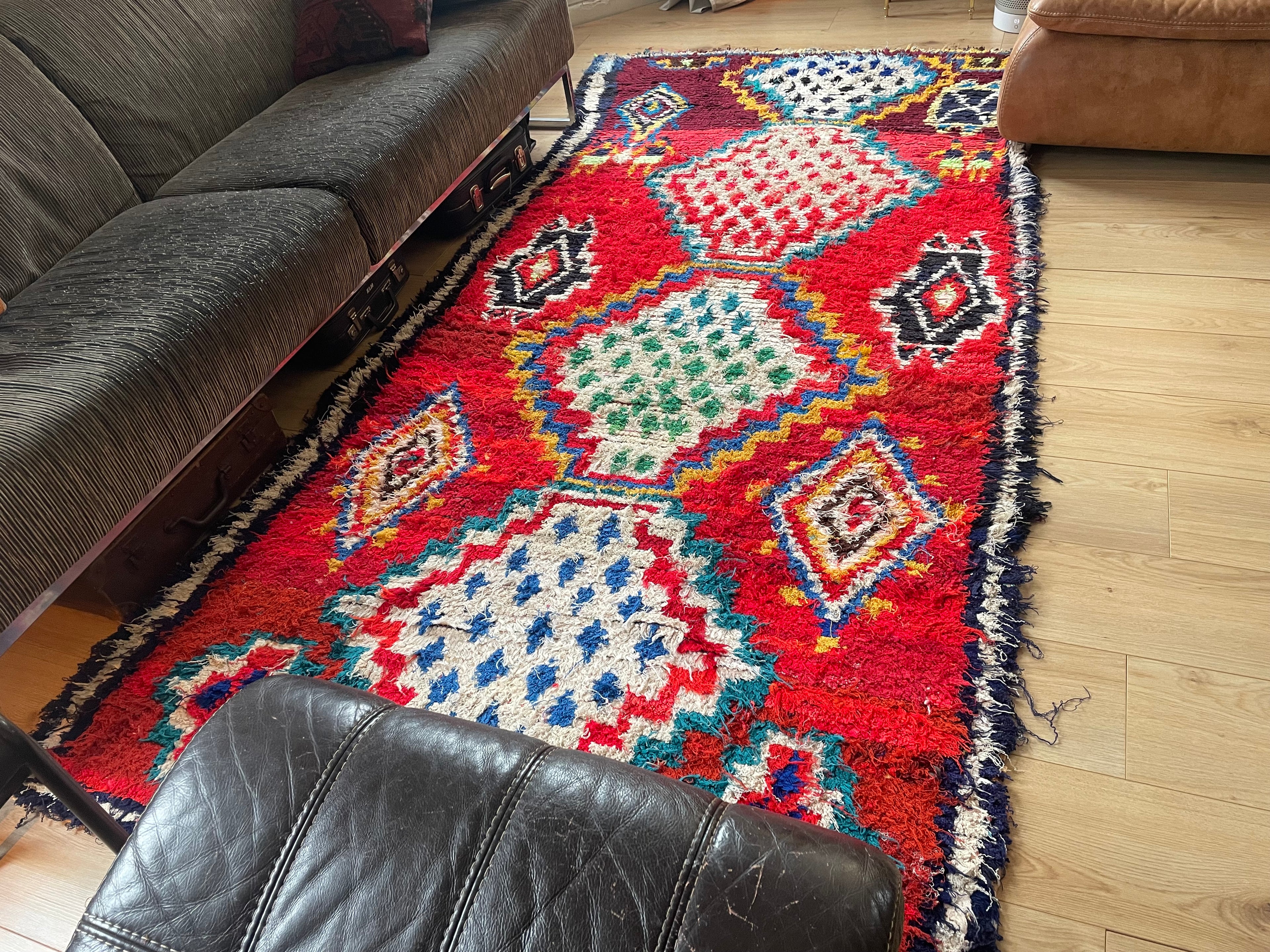 Handgeknoopt vintage Boujad tapijt – Marokkaans – ca. 282 × 145 cm