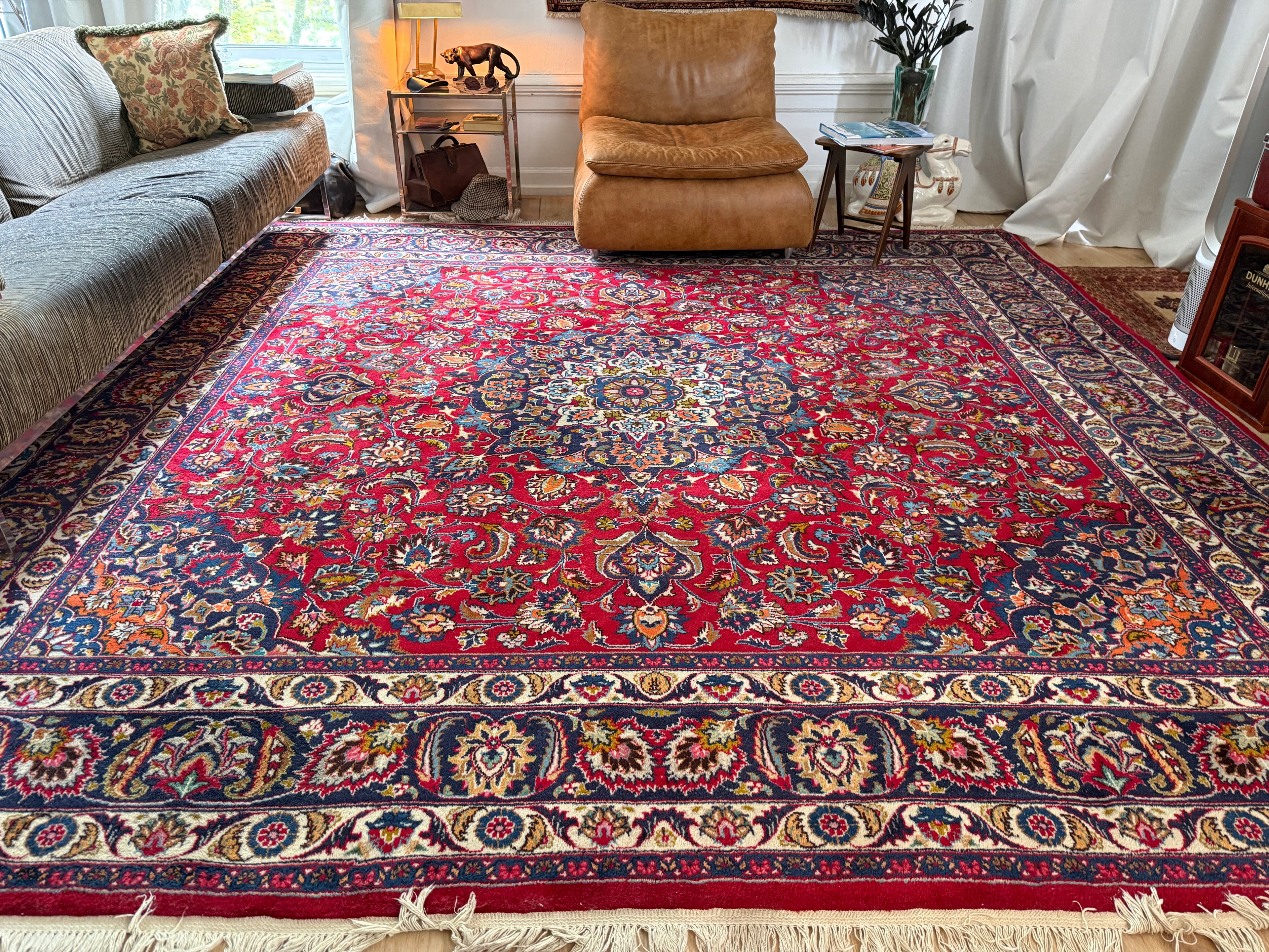 Großer Vintage-Perser-Medaillonteppich – 300 × 290 cm