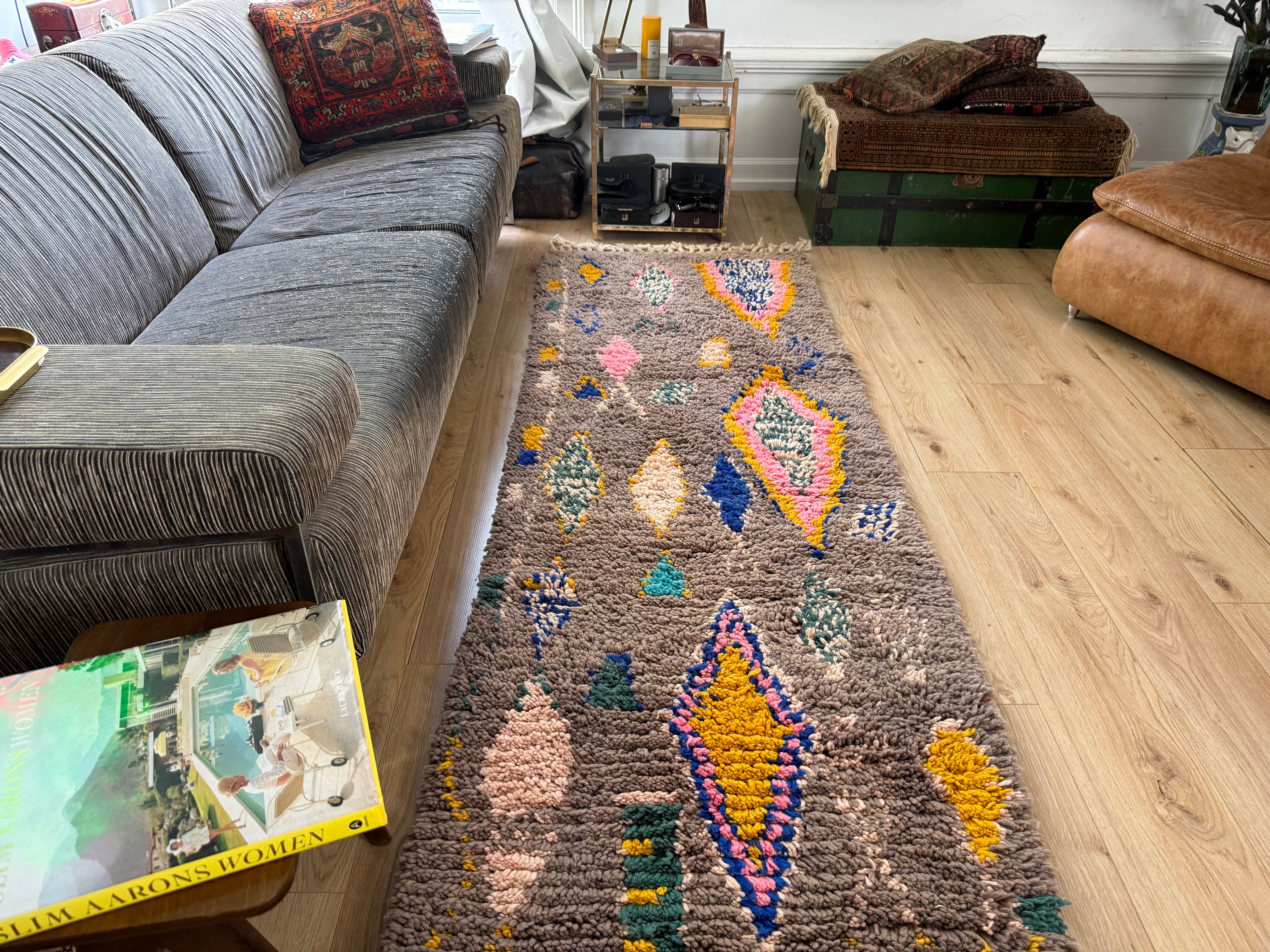 Vintage loper 309×83 cm – wol op wol, Berber stijl