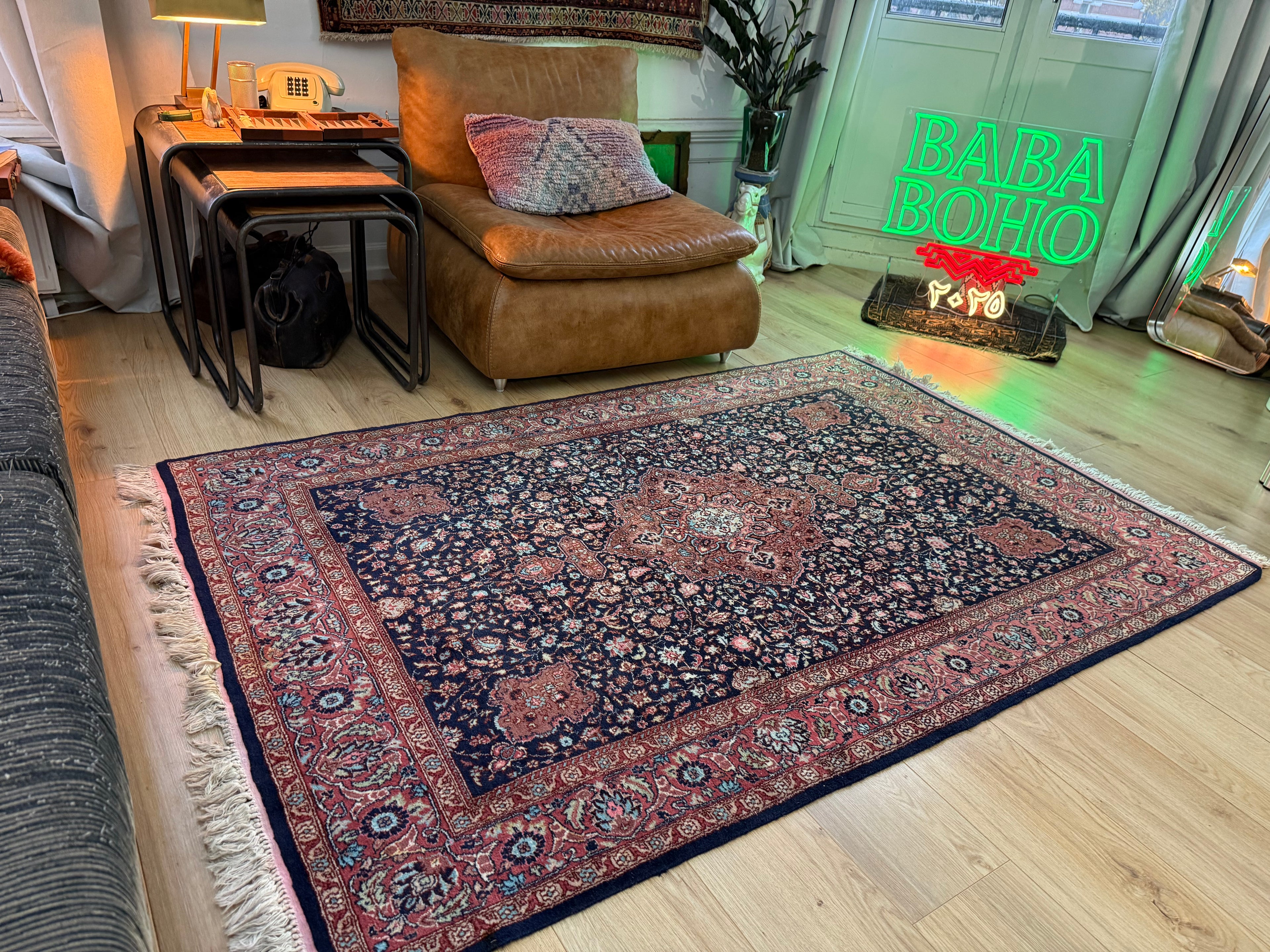 Handgeknoopt vintage Tabriz-stijl tapijt – ca. 208 x 128 cm