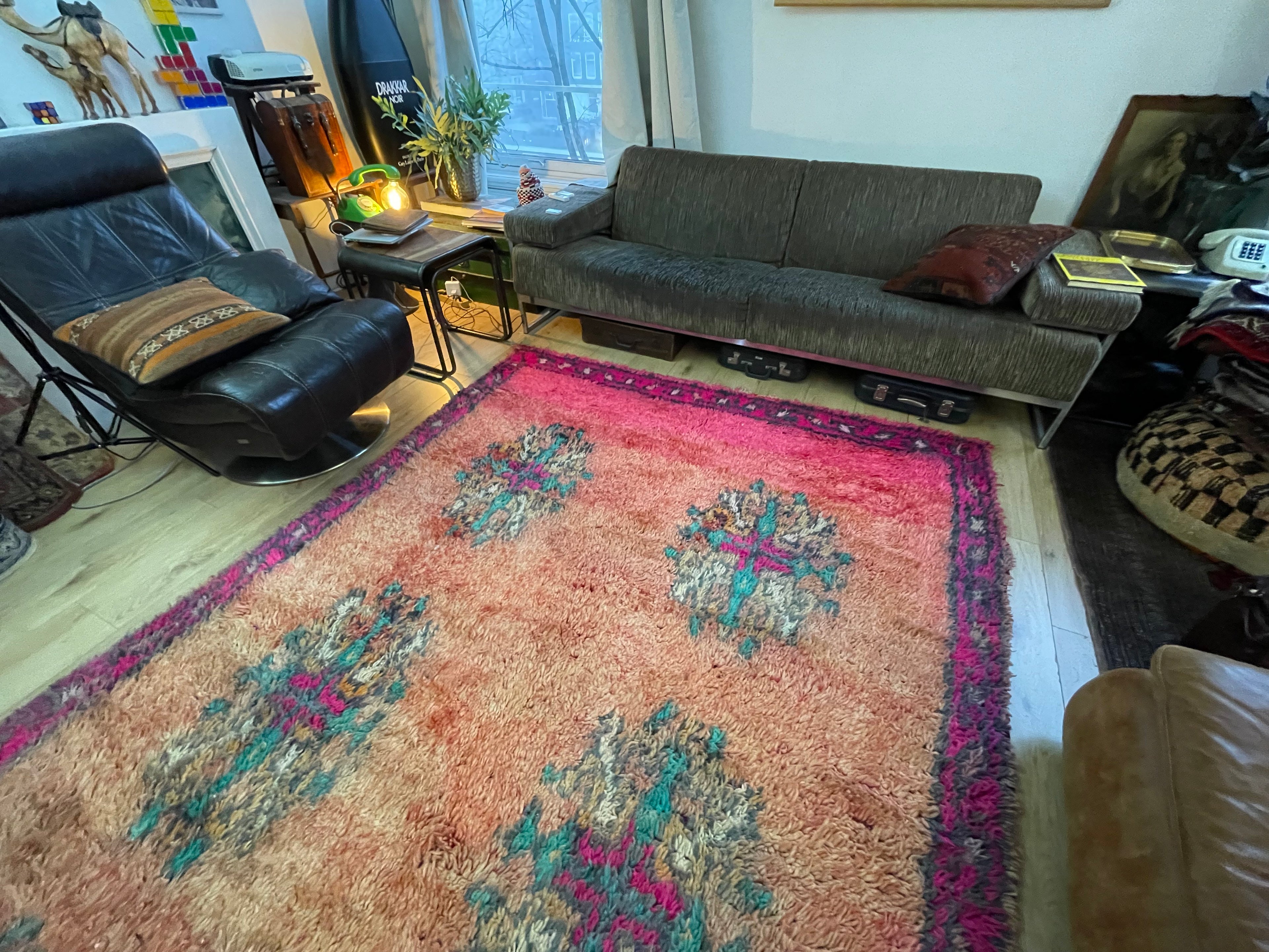 Handgeknoopt vintage tapijt Marokkaans Boucherouite ca. 323 × 193 cm