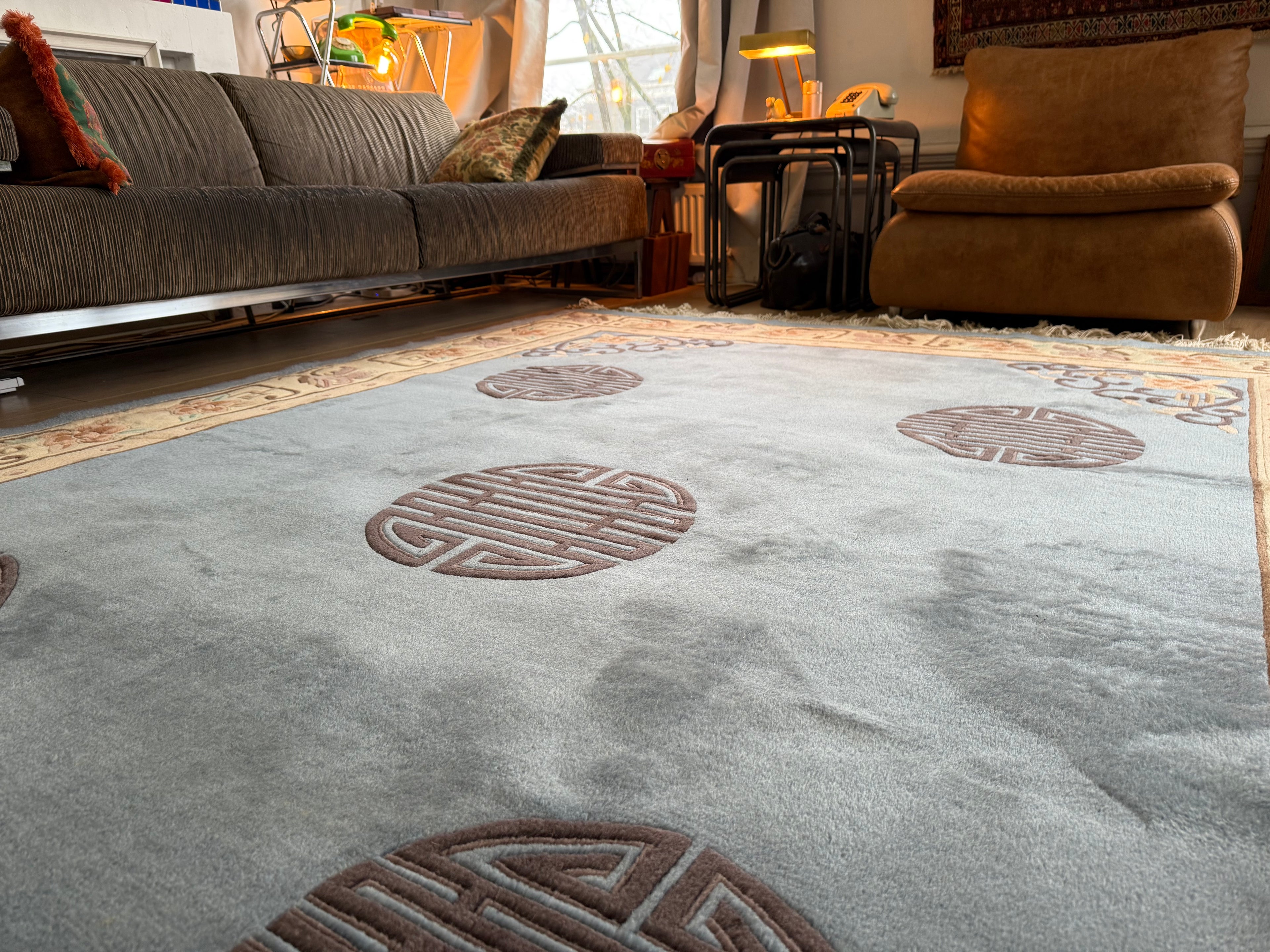 Soft Blue Chinees Deco Rug – 330 × 213 cm