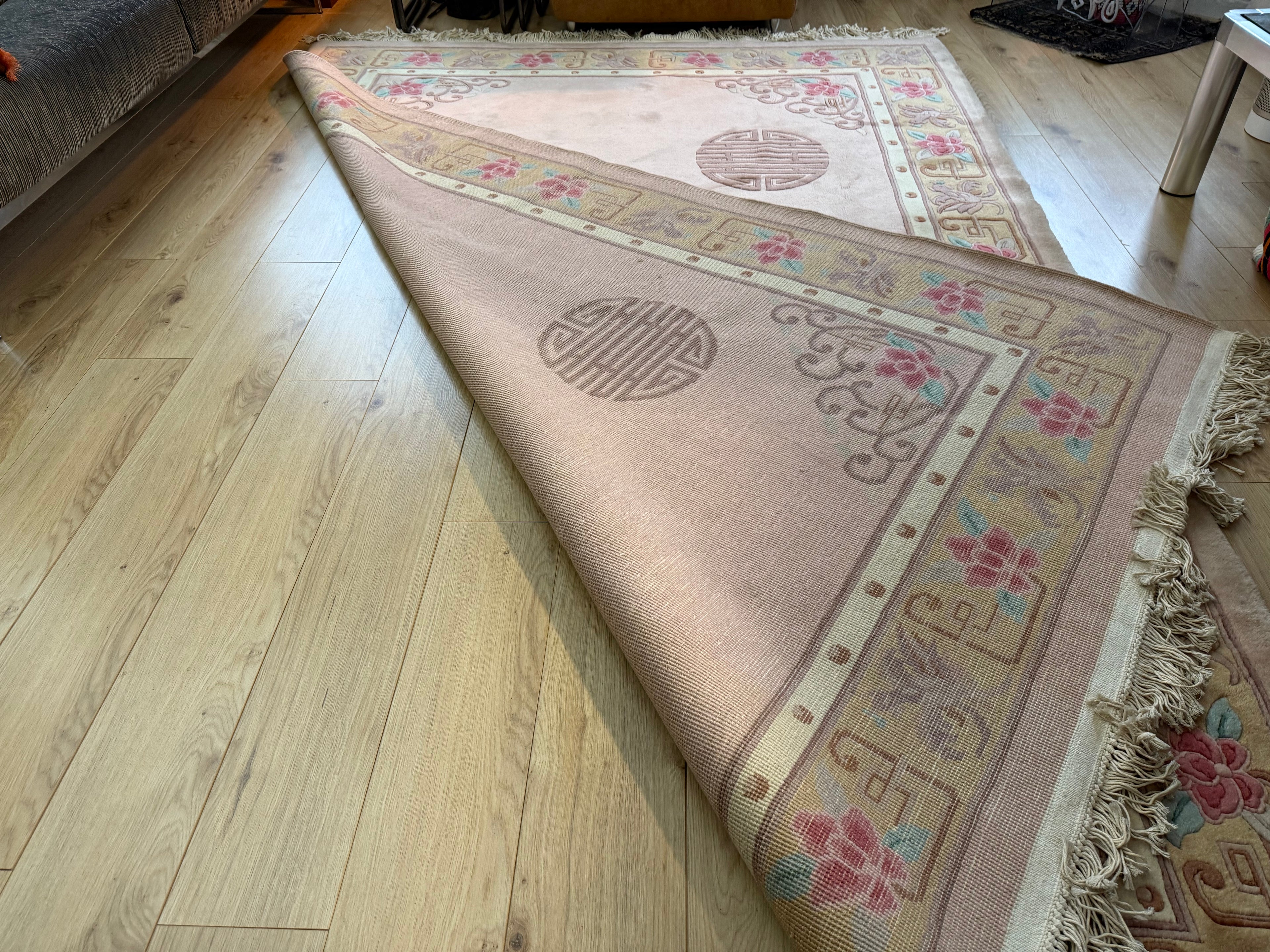 Vintage Deco-stijl wollen tapijt – ca. 330 × 215 cm