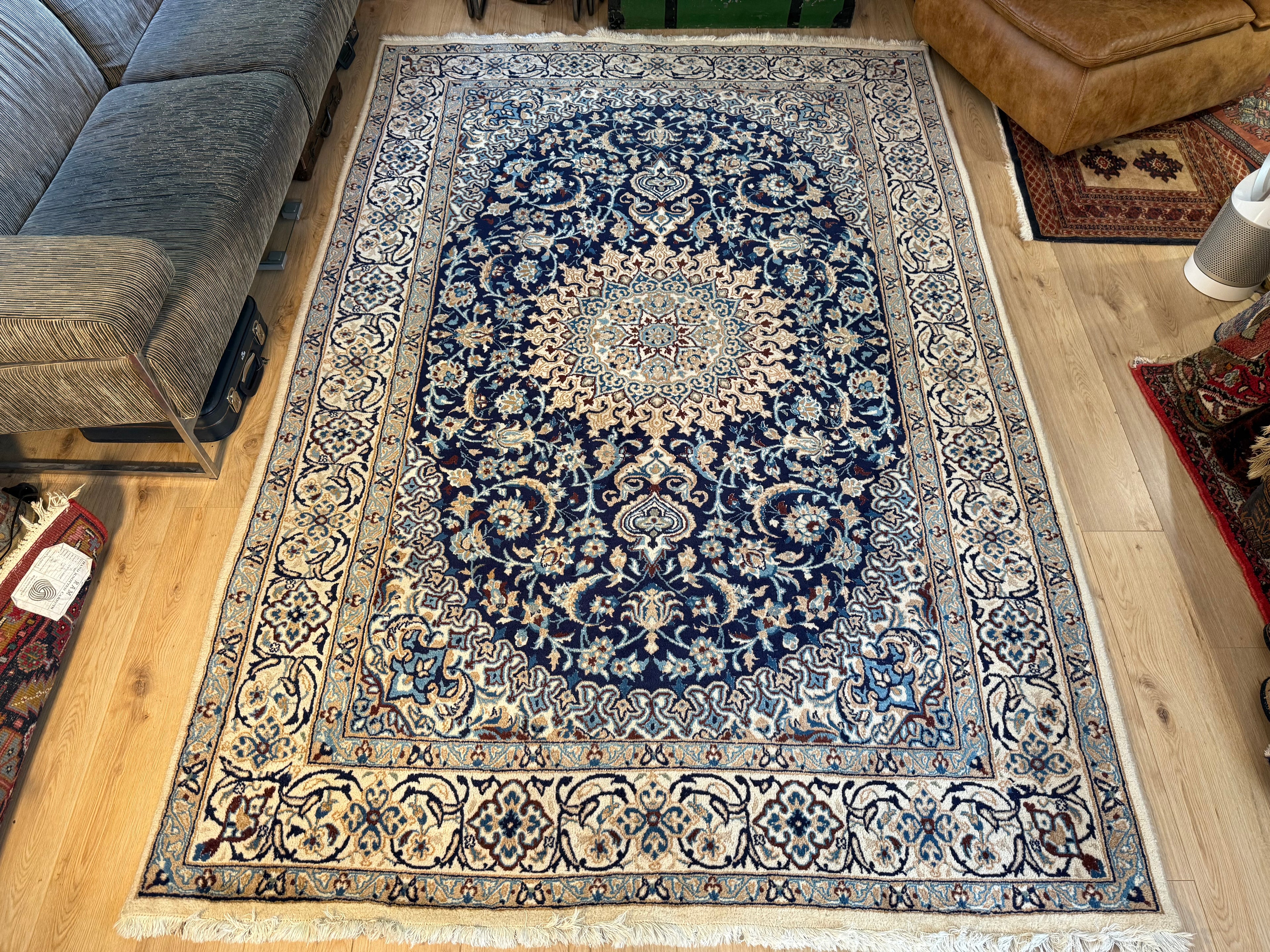 Hand-knotted vintage oriental Nain style carpet – approx. 196 × 300 cm