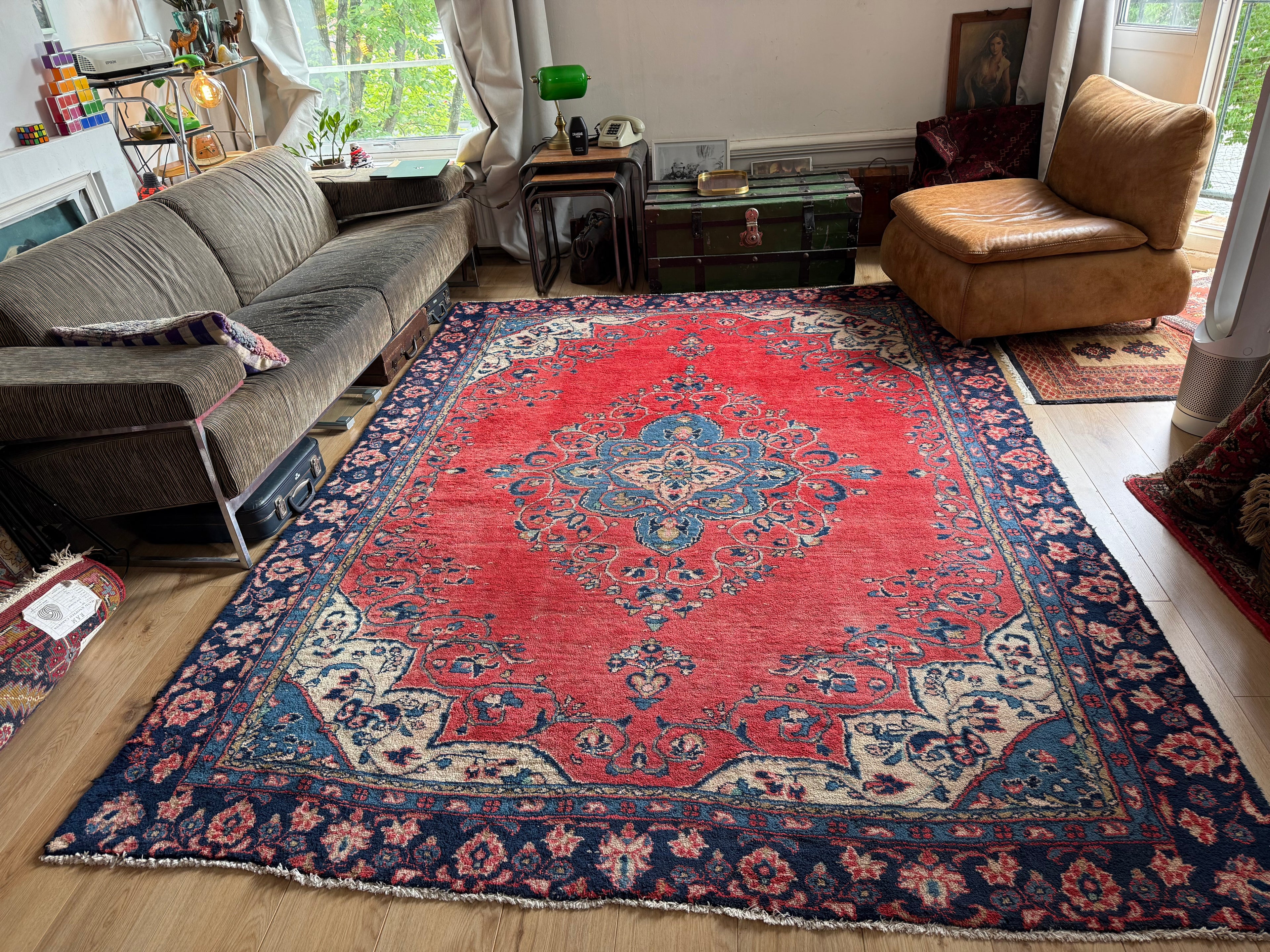 Handgeknoopt vintage Oosters Tapijt Kashan stijl – ca. 213 × 292 cm