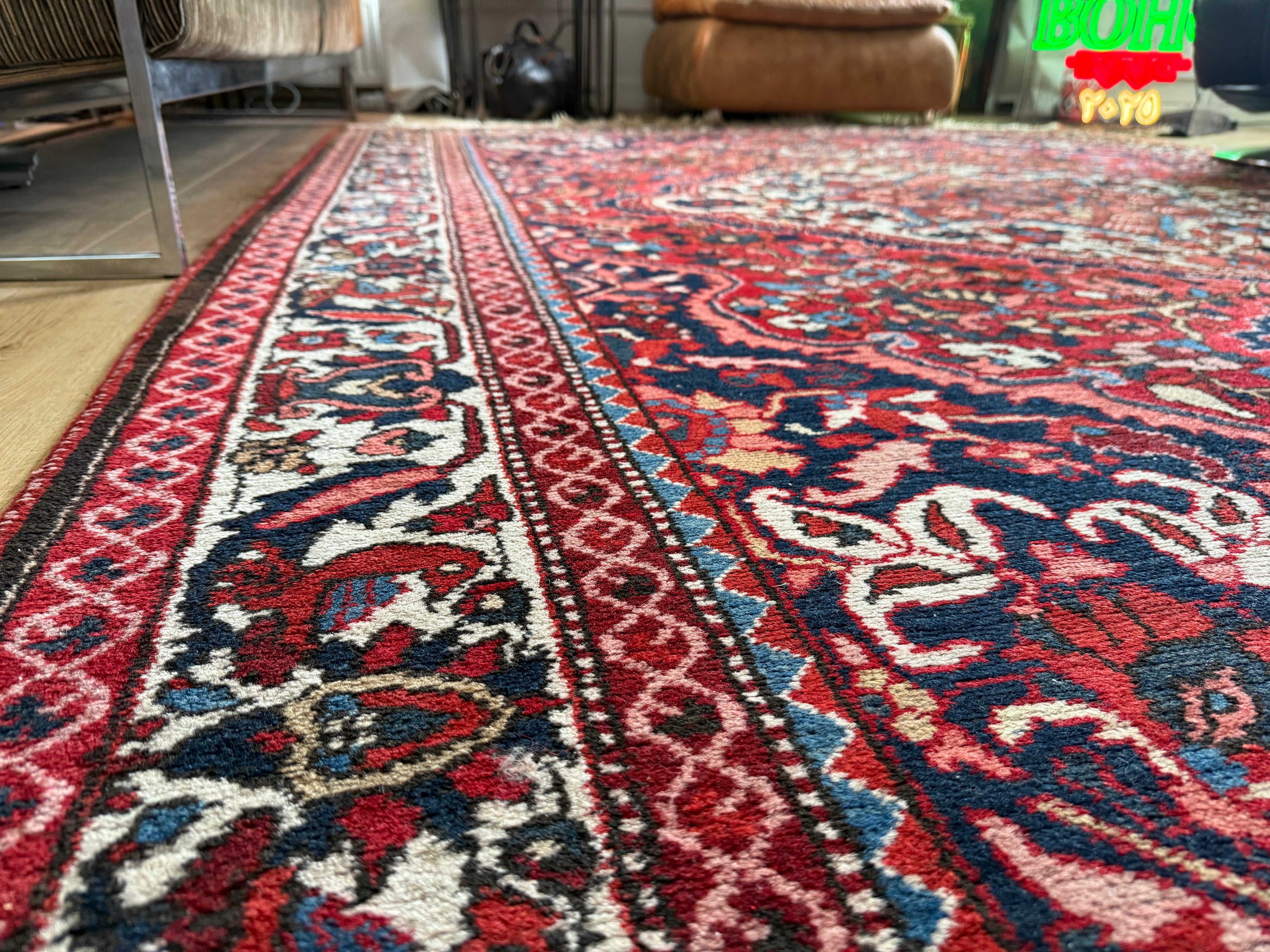 Vintage handgeknoopt Oosters tapijt met medaillon – ca. 318 × 226 cm