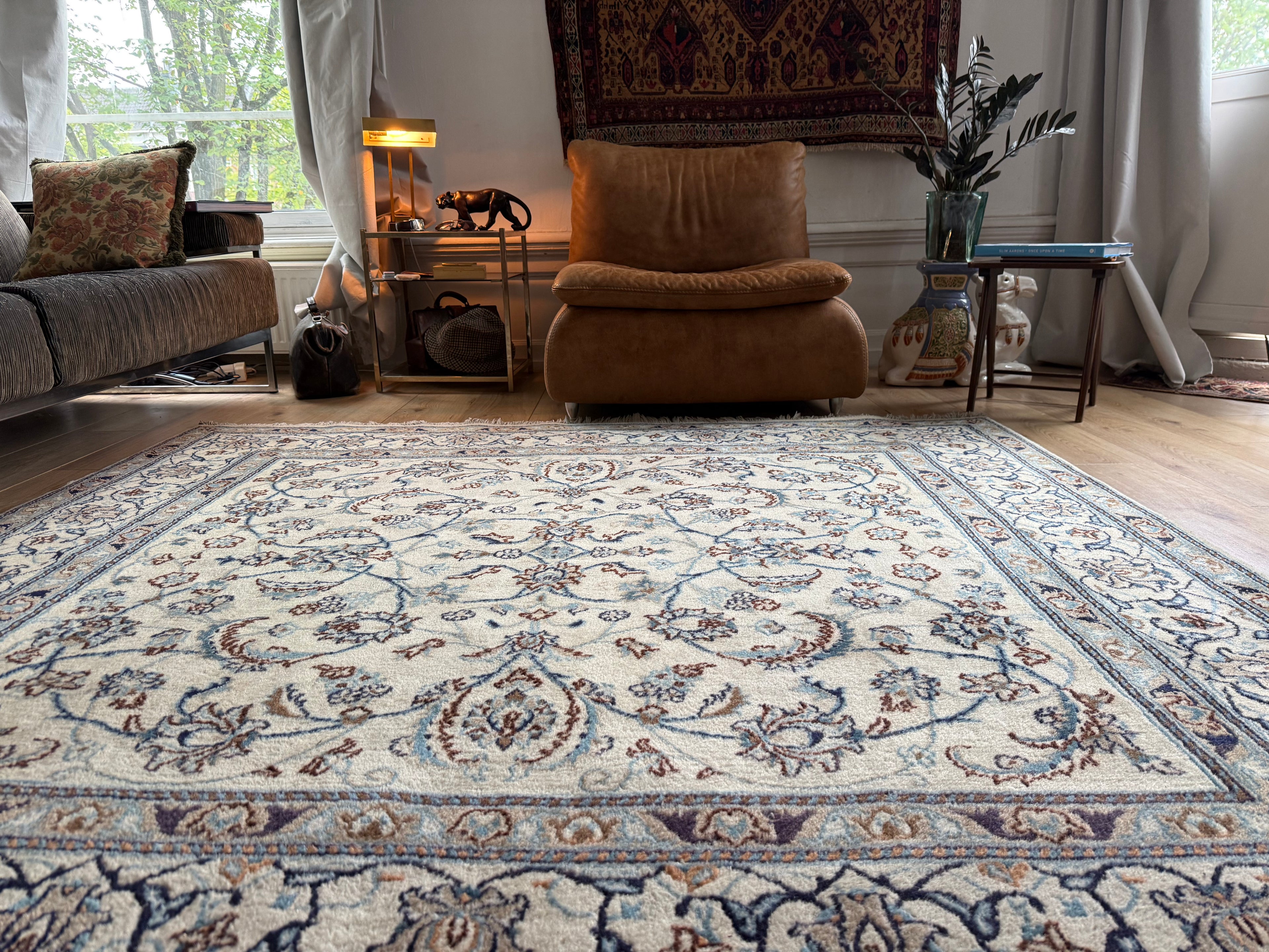 Handgeknoopt Vintage Perzisch Nain Tapijt – 200 × 200 cm