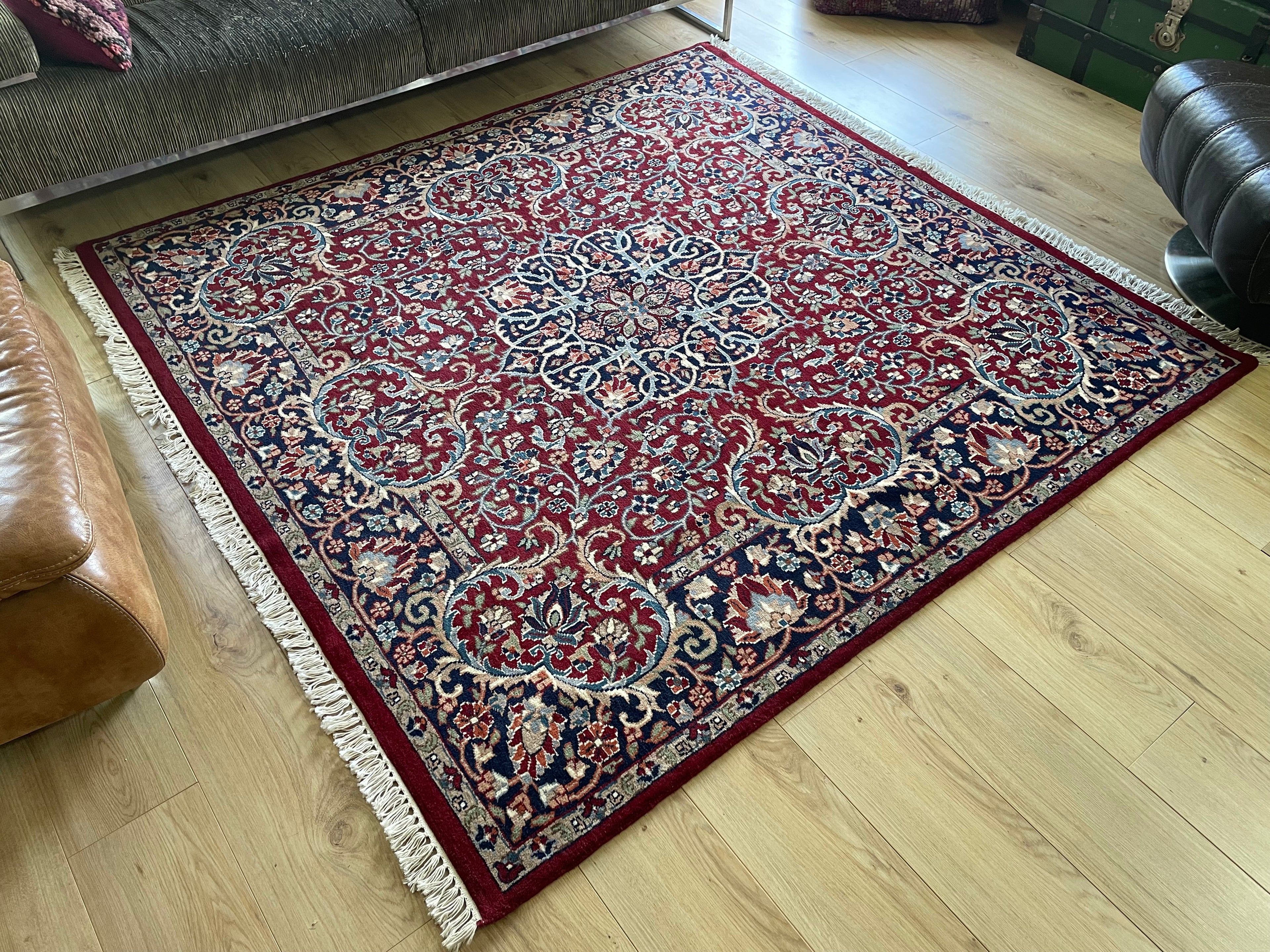 Handgeknoopt vintage oosters tapijt – ca. 200 × 193 cm