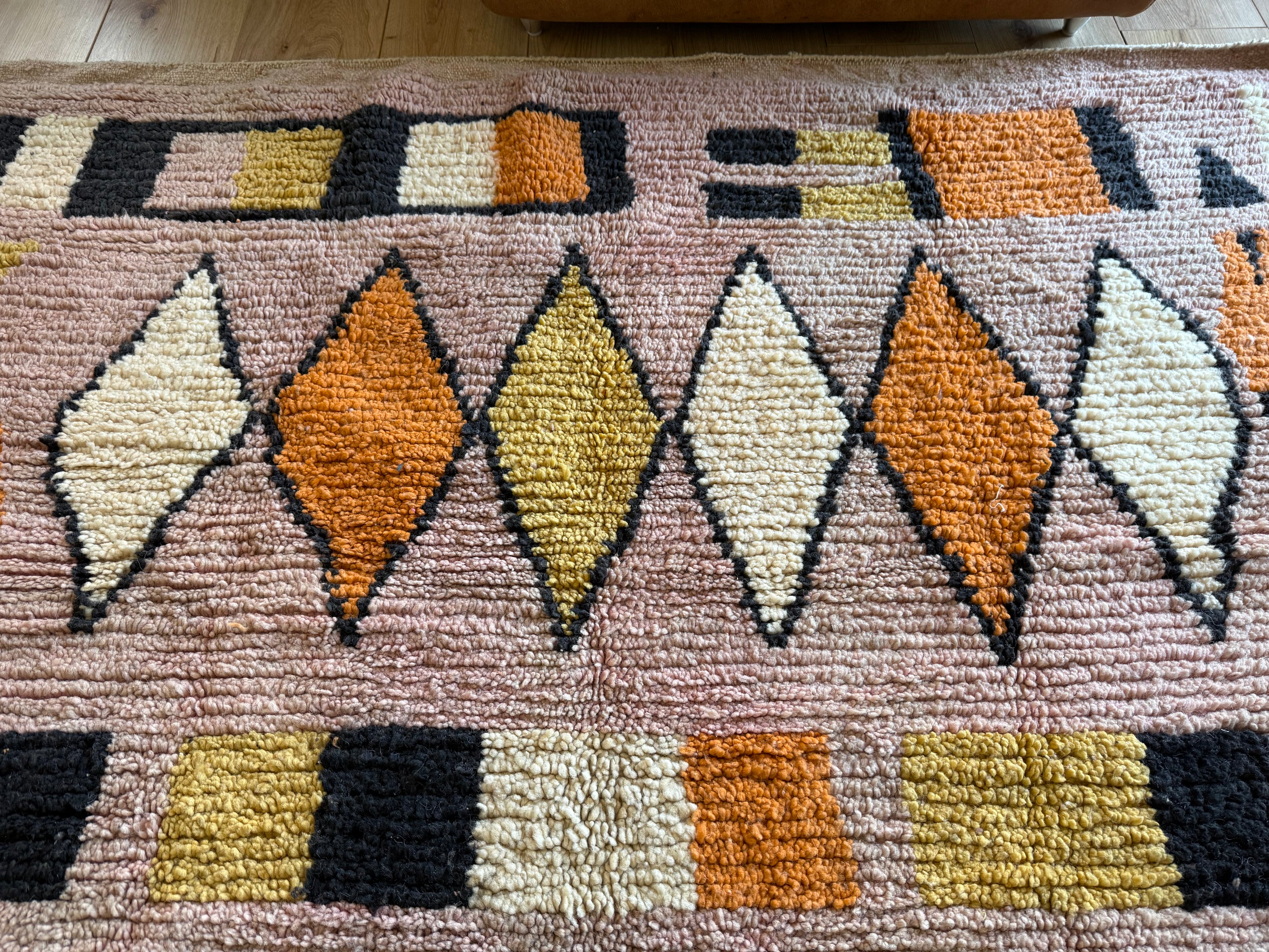 Handgeknoopt Marokkaans vloerkleed – ca. 300 × 200 cm – kleurrijk geometrisch design