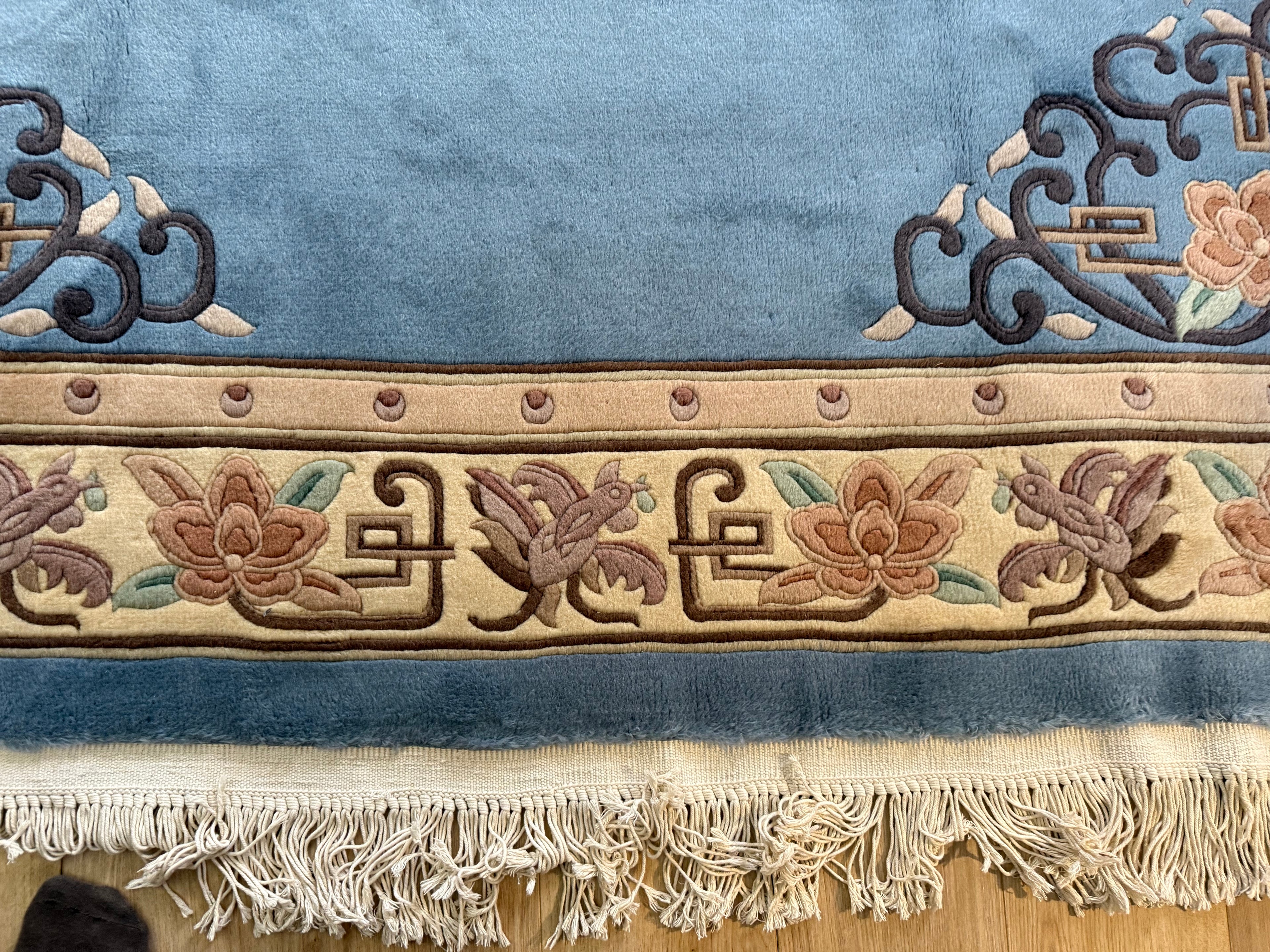 Soft Blue Chinees Deco Rug – 330 × 213 cm