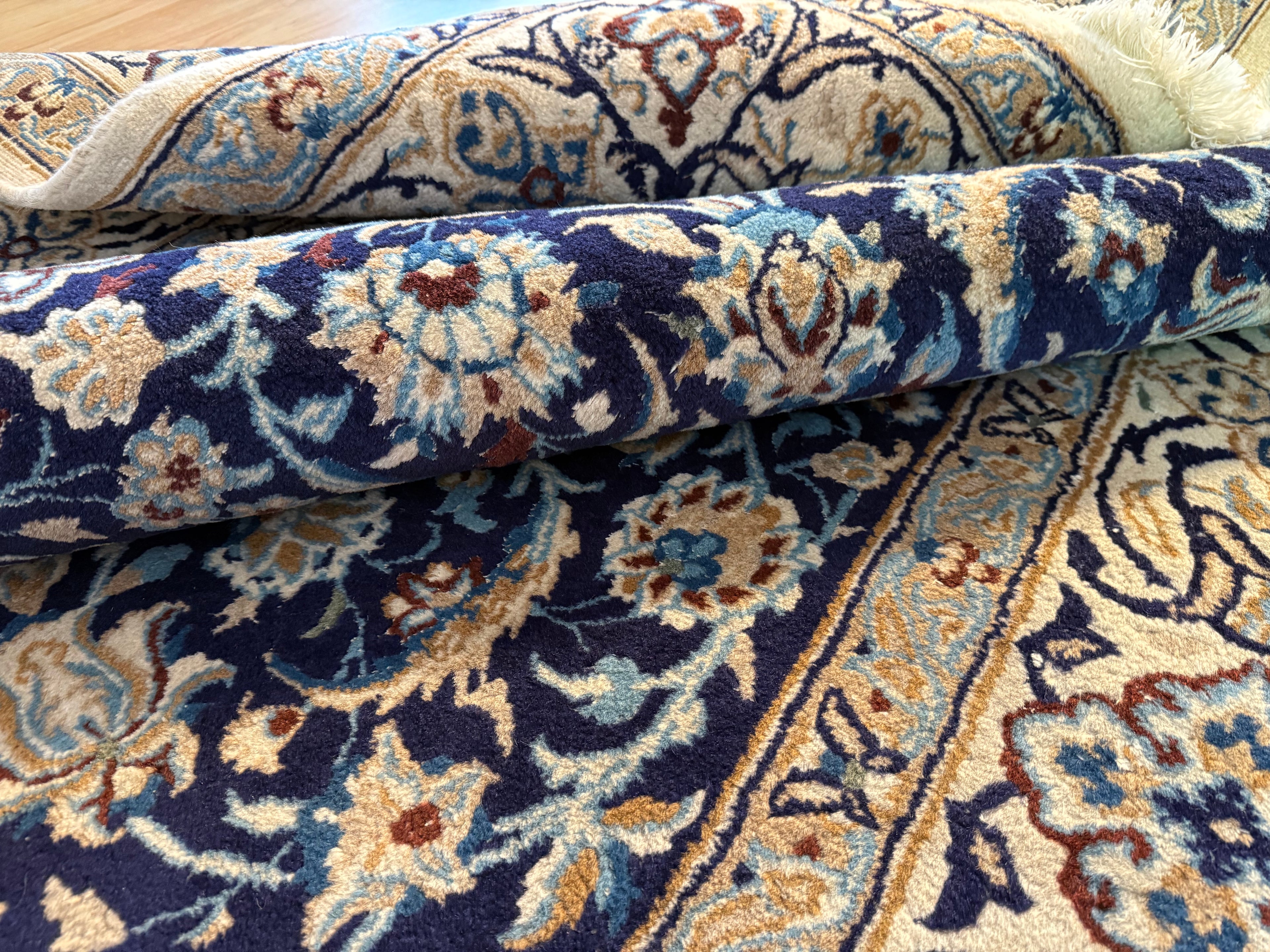 Hand-knotted vintage oriental Nain style carpet – approx. 196 × 300 cm