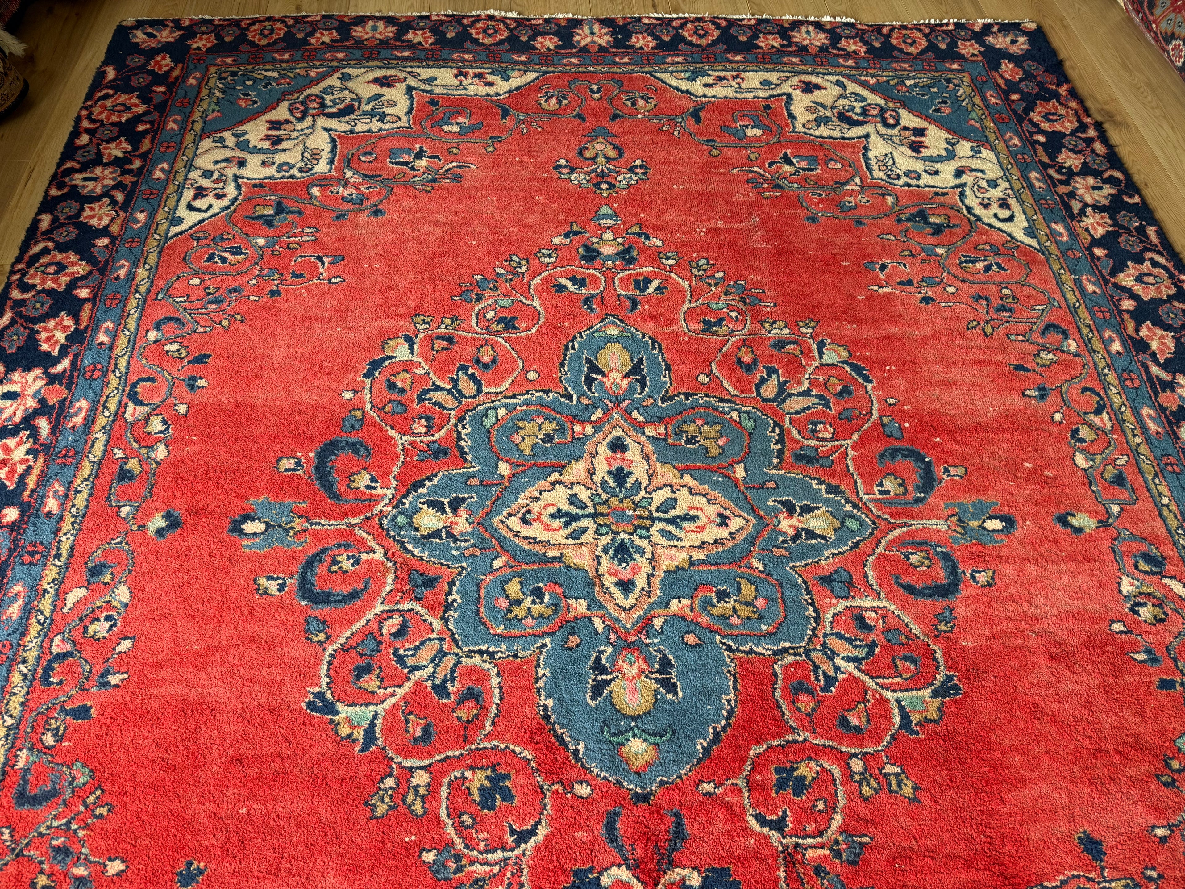 Handgeknoopt vintage Oosters Tapijt Kashan stijl – ca. 213 × 292 cm