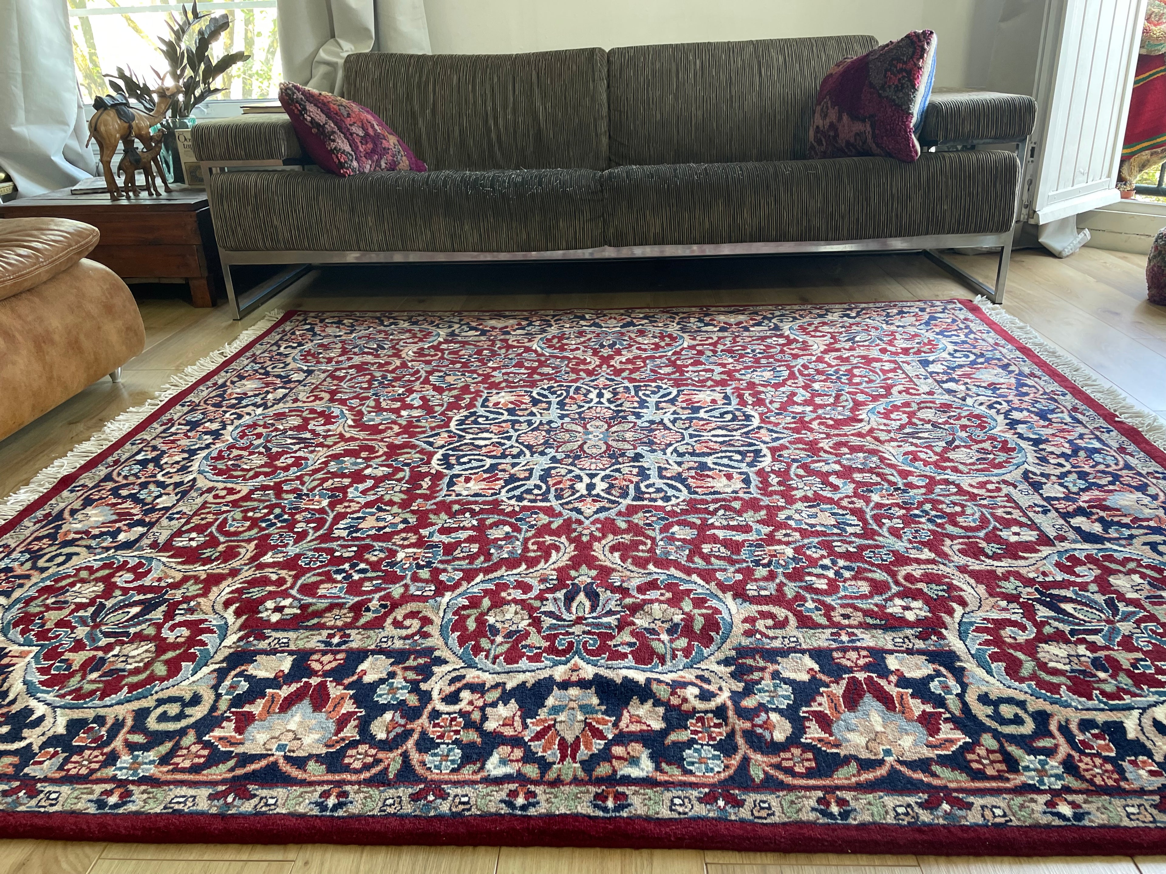 Handgeknoopt vintage oosters tapijt – ca. 200 × 193 cm