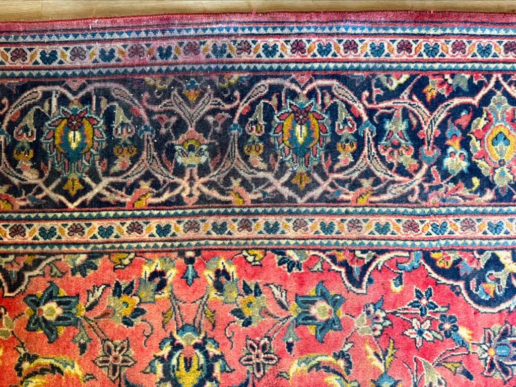 Handgeknoopt sleets vintage vloerkleed Oosterse Kashan stijl 195 x 300 cm