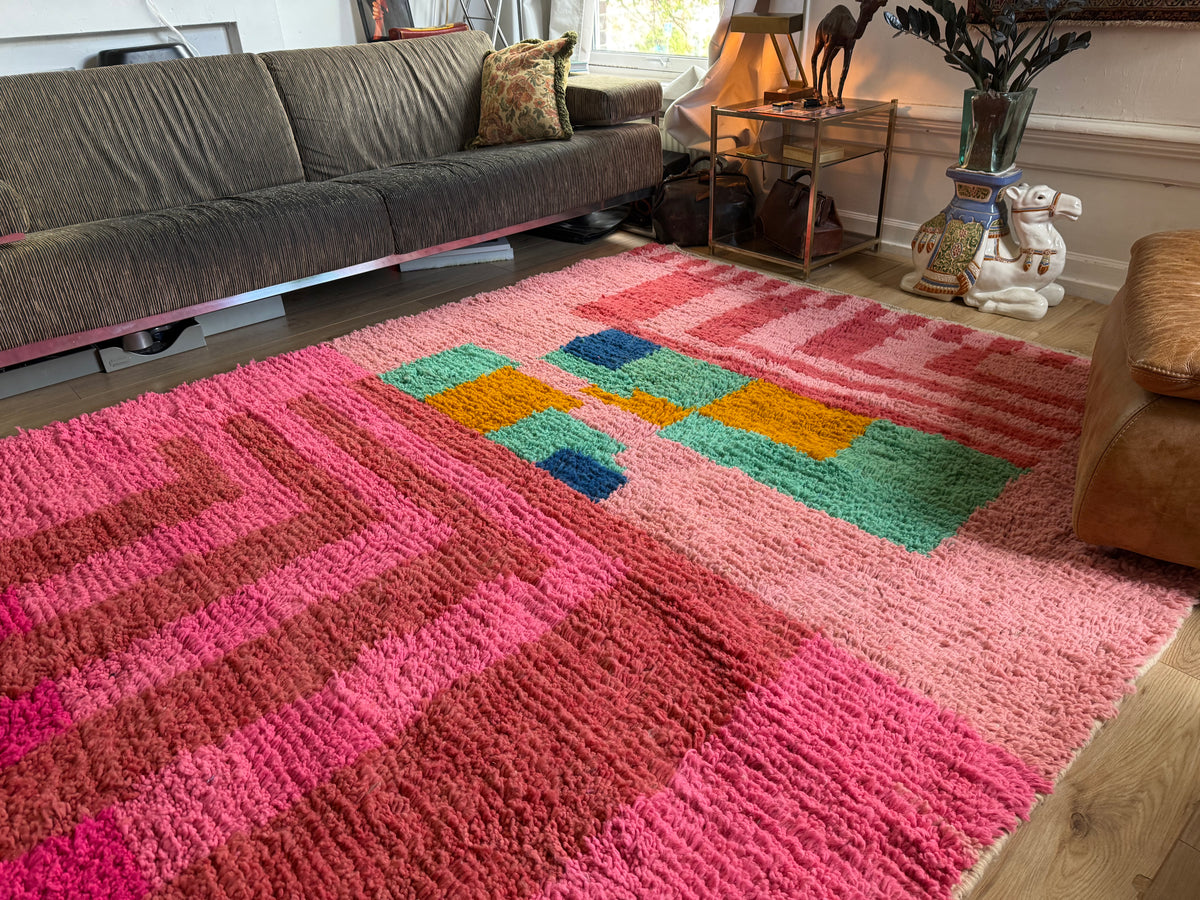 Marokkaans tapijt in roze en fuchsia – 302 × 204 cm