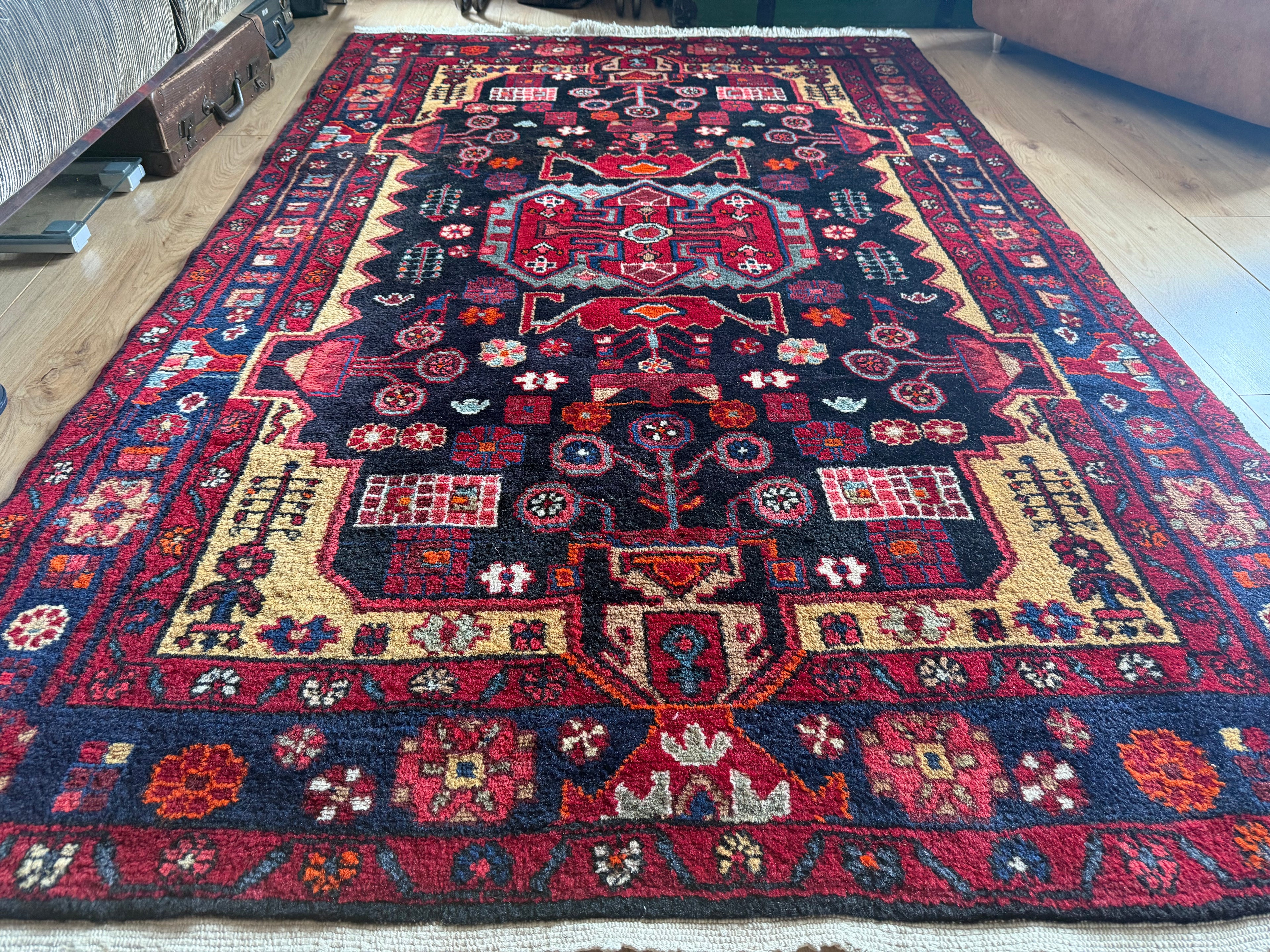 Handgeknoopt vintage tapijt – ca. 209 × 133 cm