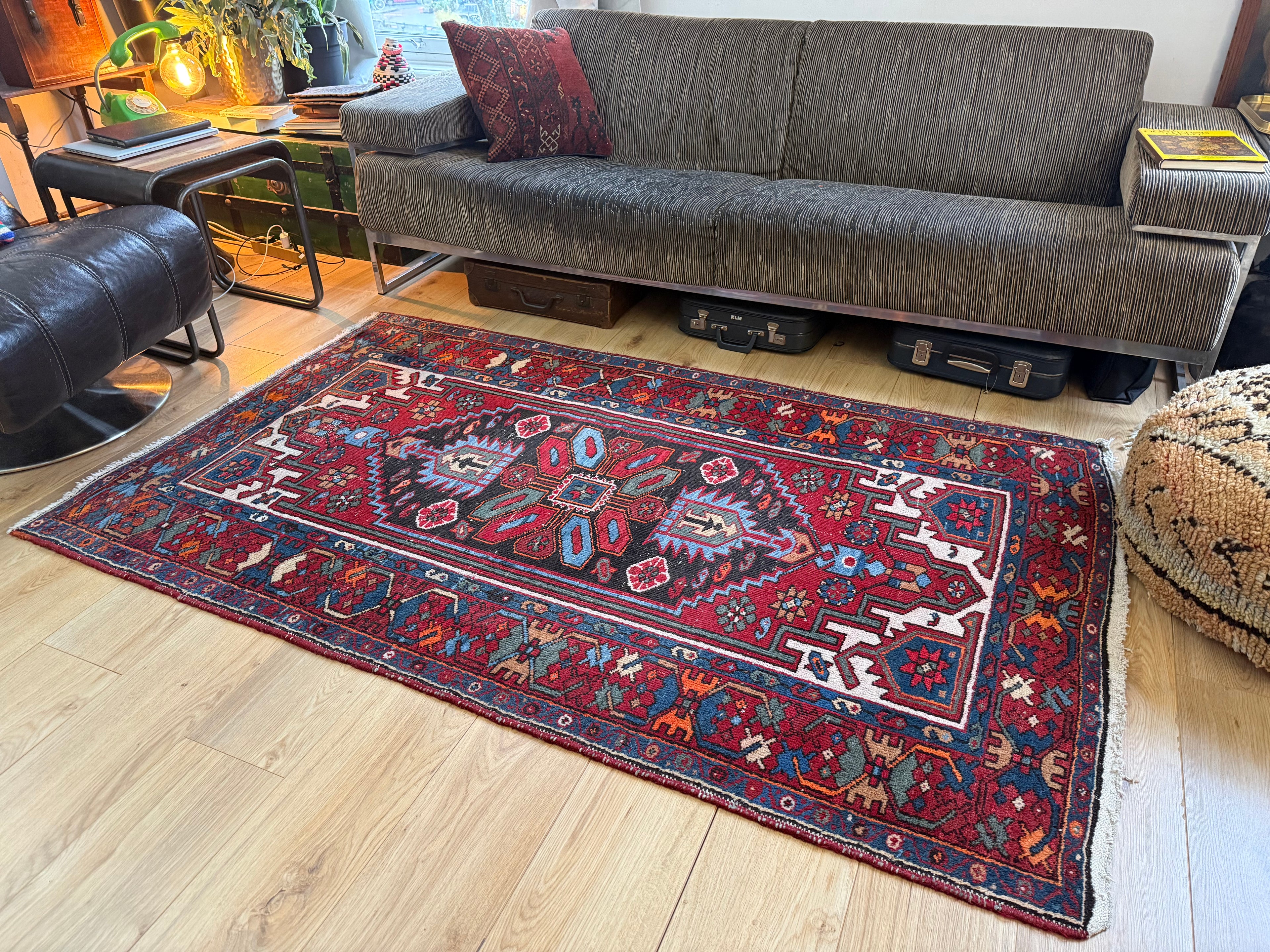 Handgeknoopt vintage oosters tapijt – Heriz stijl – ca. 200 × 118 cm