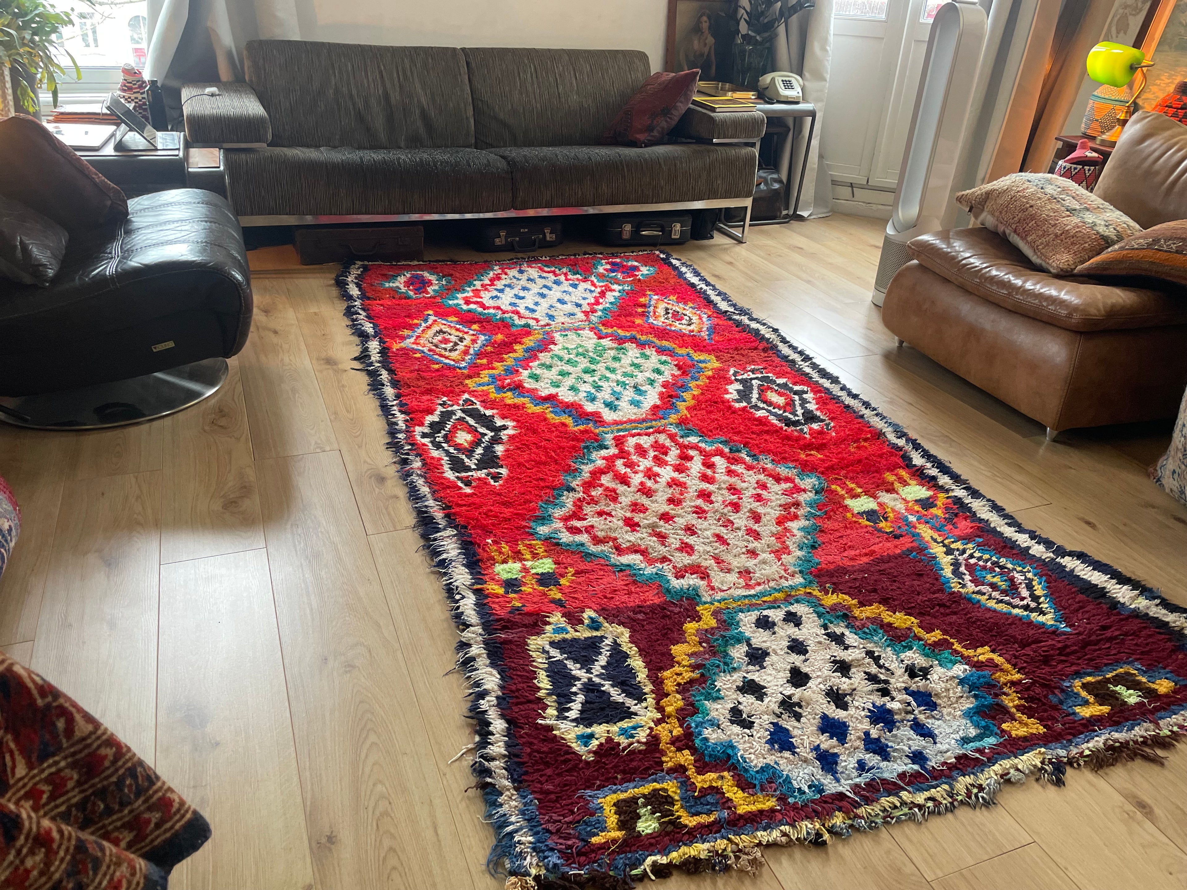 Handgeknoopt vintage Boujad tapijt – Marokkaans – ca. 282 × 145 cm