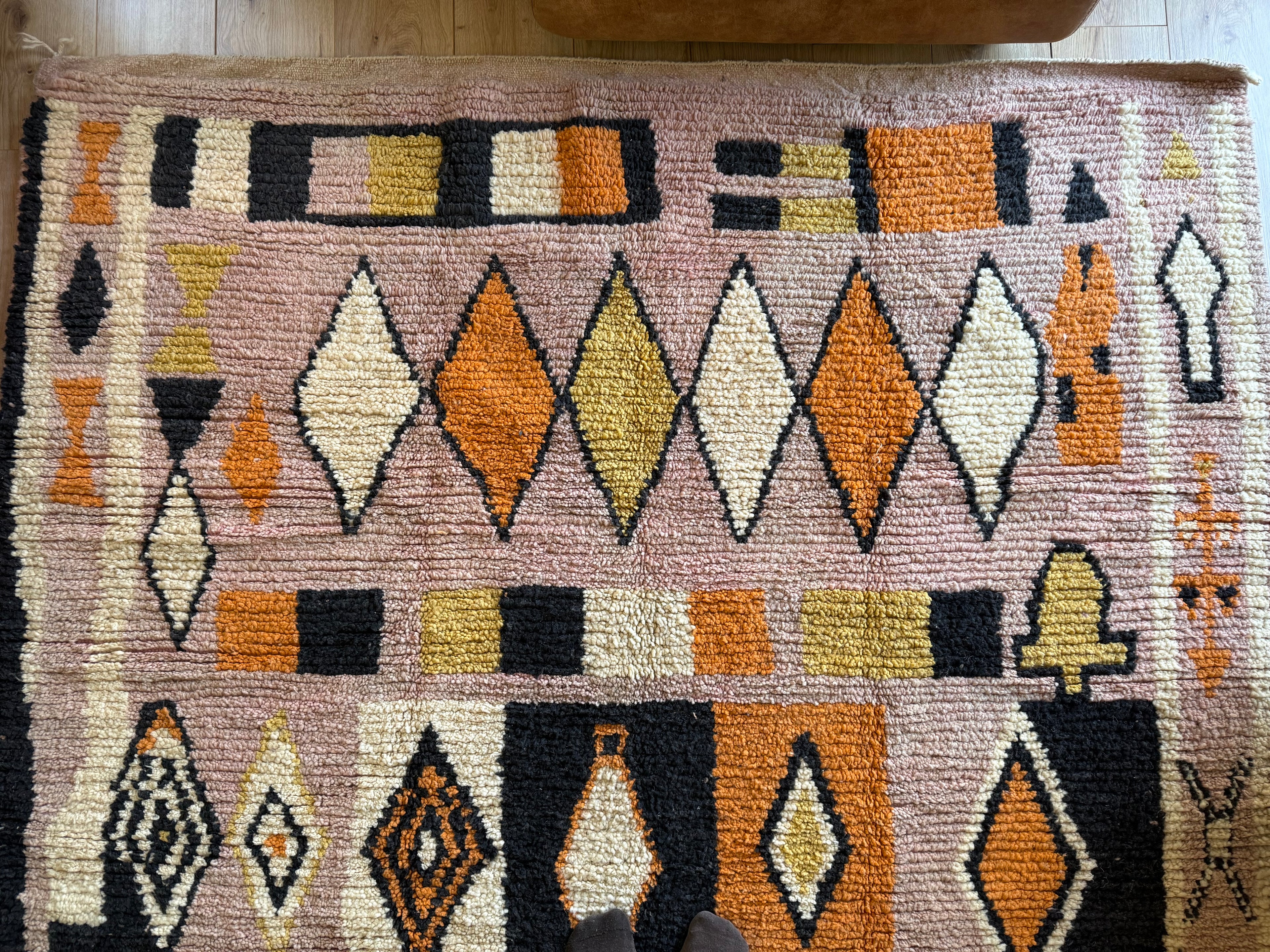 Handgeknoopt Marokkaans vloerkleed – ca. 300 × 200 cm – kleurrijk geometrisch design