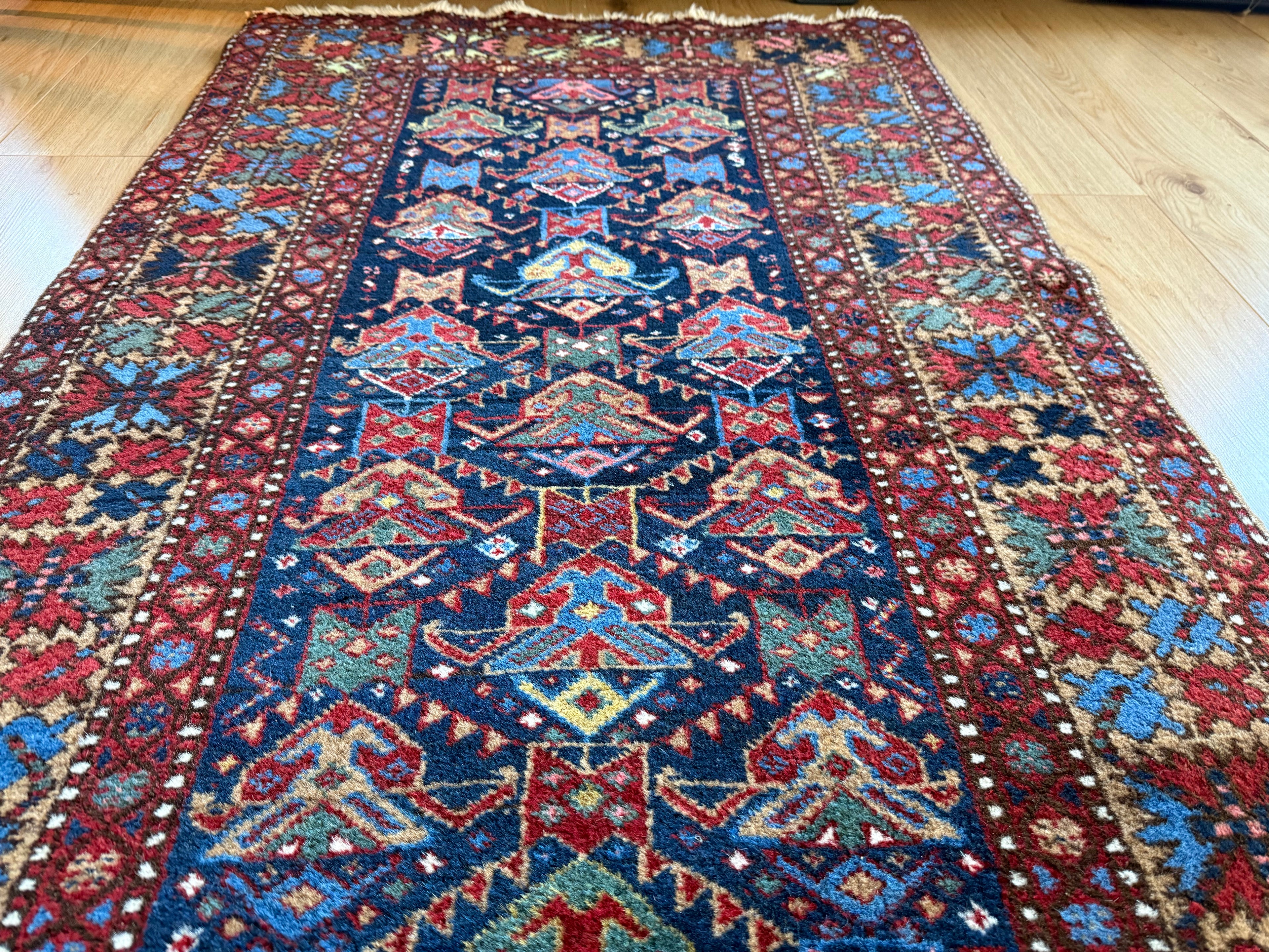 Handgeknoopt vintage tapijt – Heriz stijl – ca. 334 × 89 cm