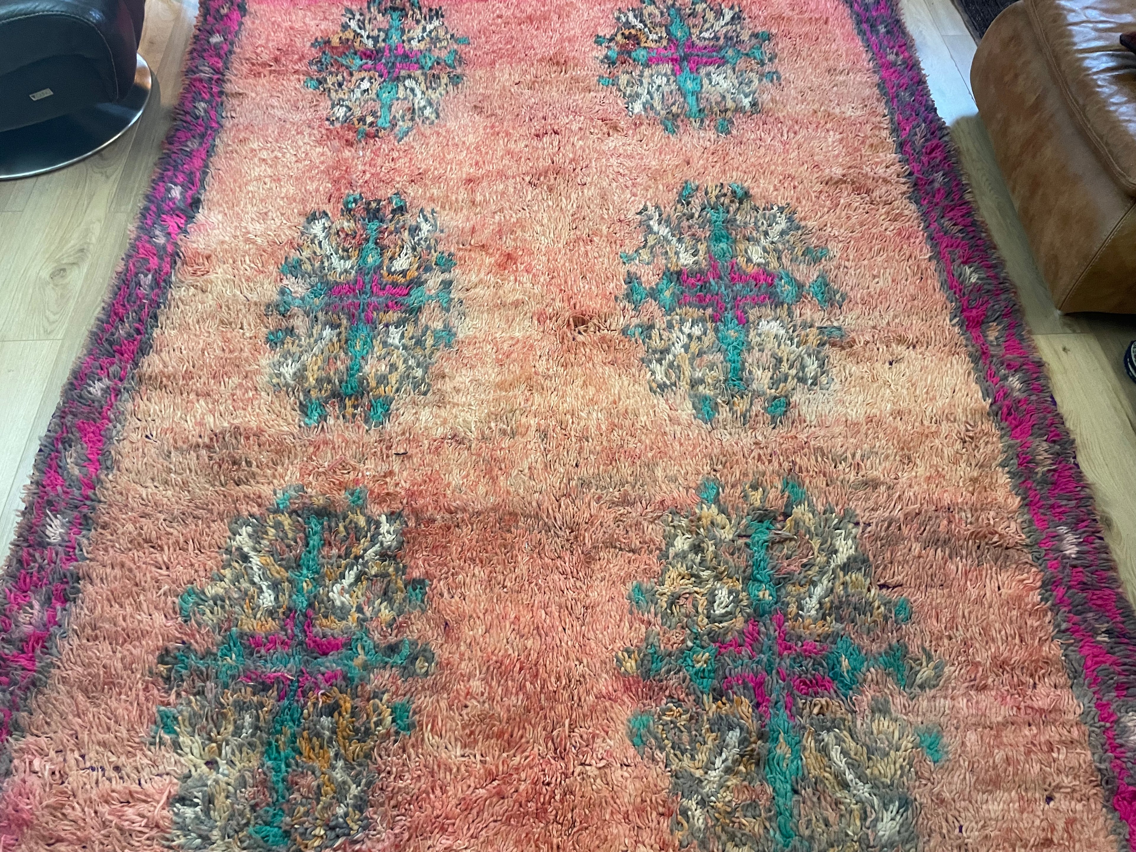 Handgeknoopt vintage tapijt Marokkaans Boucherouite ca. 323 × 193 cm