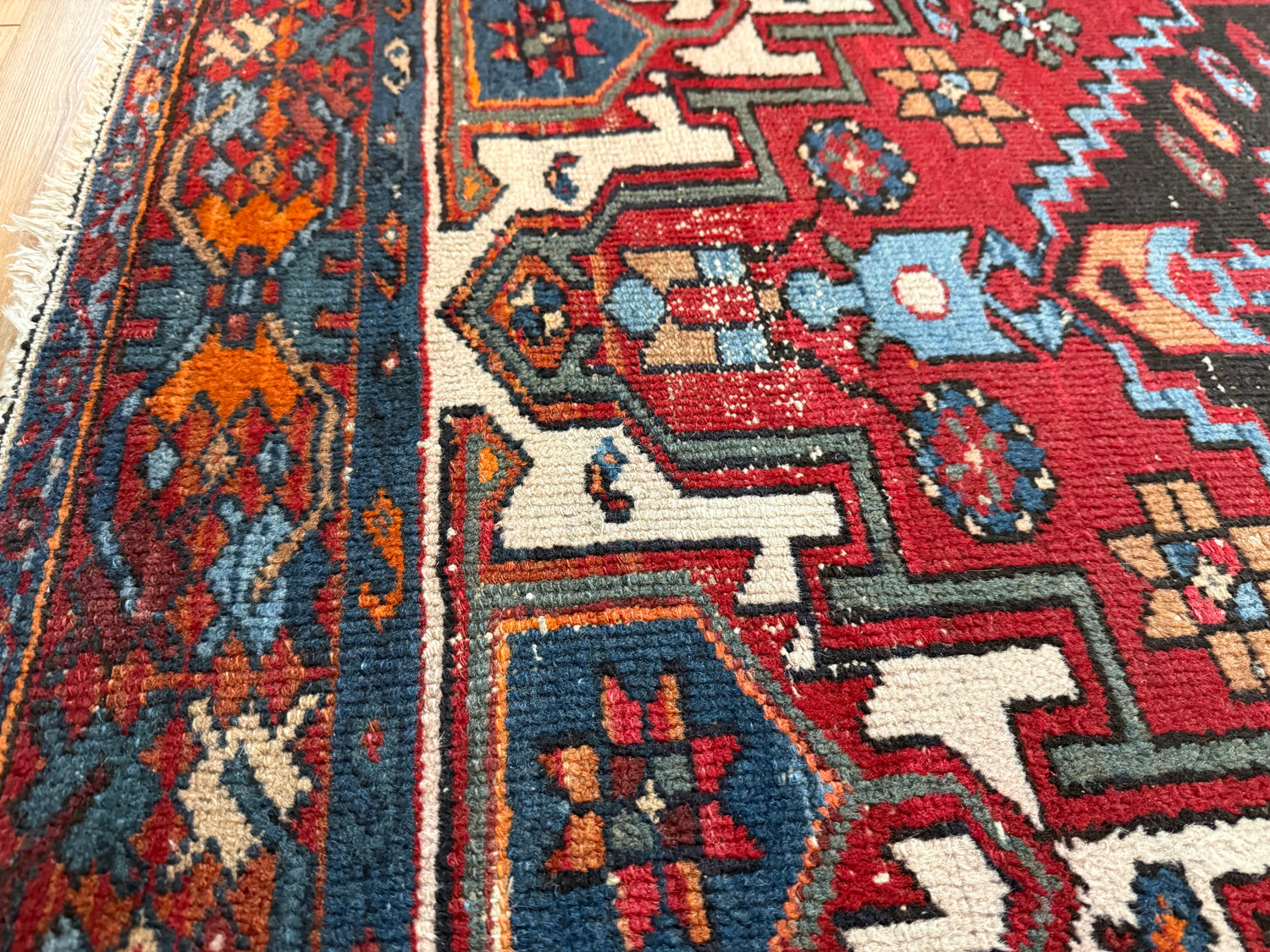 Tapete oriental vintage feito à mão – estilo Heriz – aprox. 200 × 118 cm