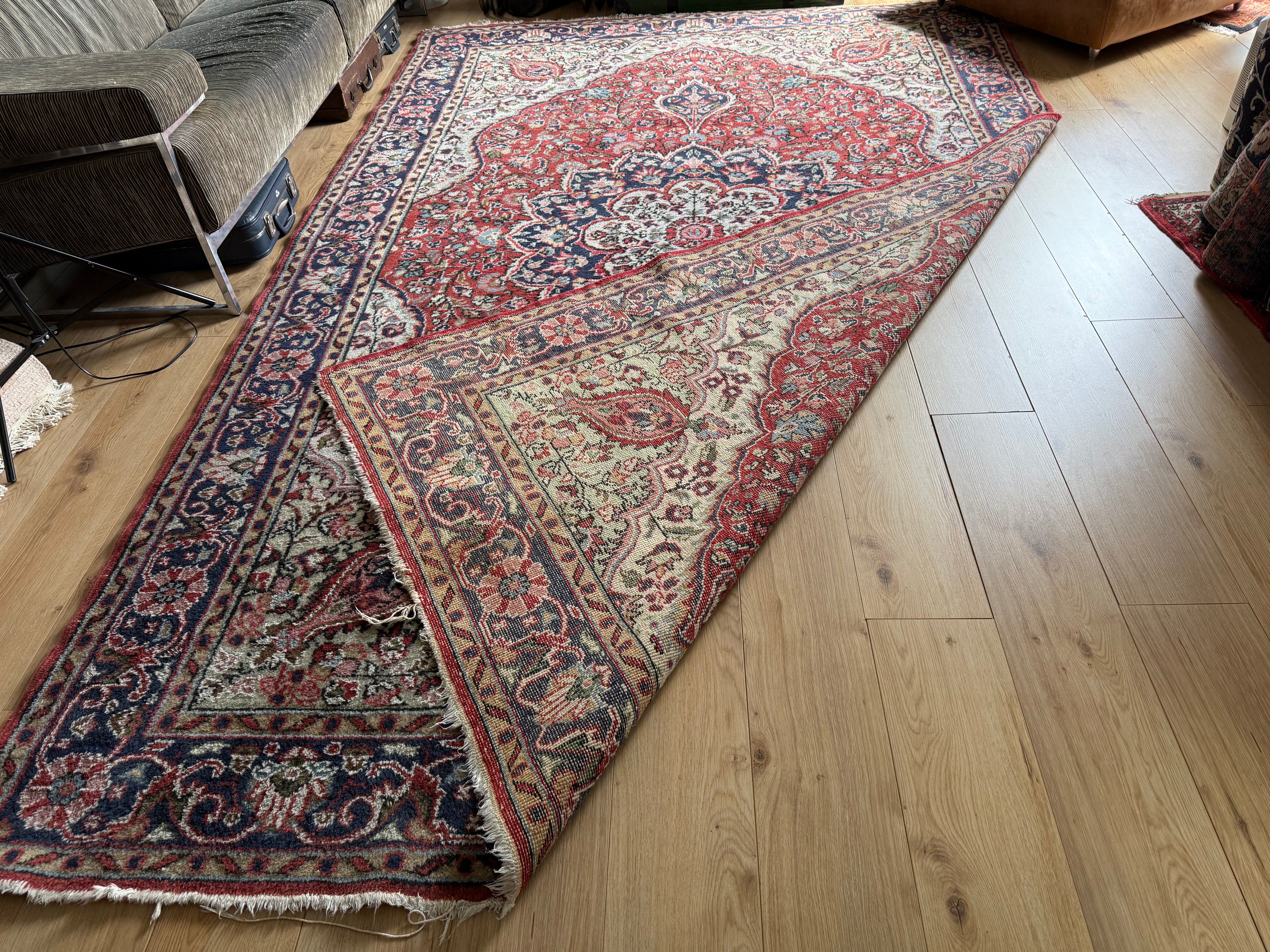 handgeknoopt Oosters Vintage tapijt Kashan stijl 215 x 345 cm