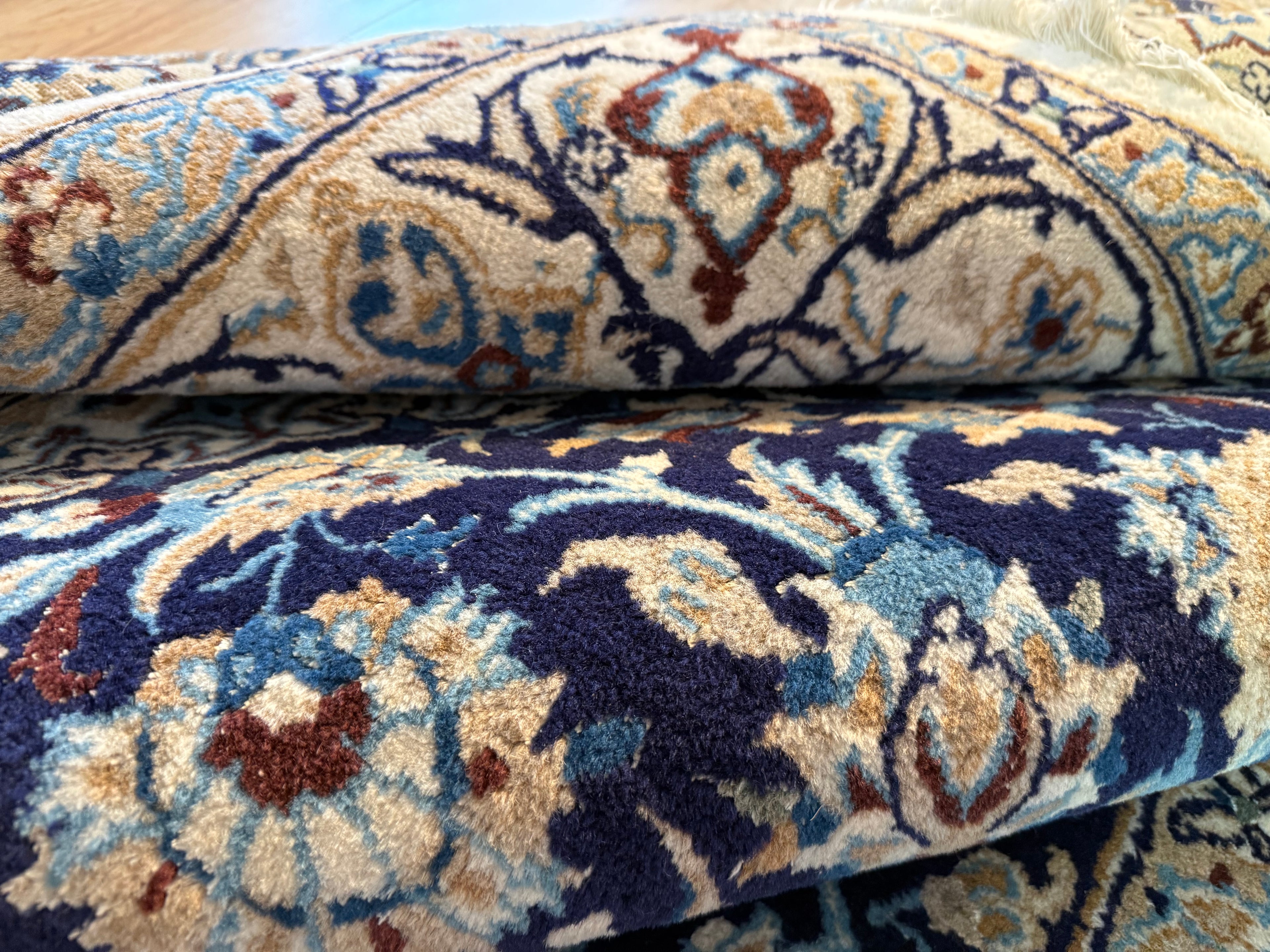 Hand-knotted vintage oriental Nain style carpet – approx. 196 × 300 cm