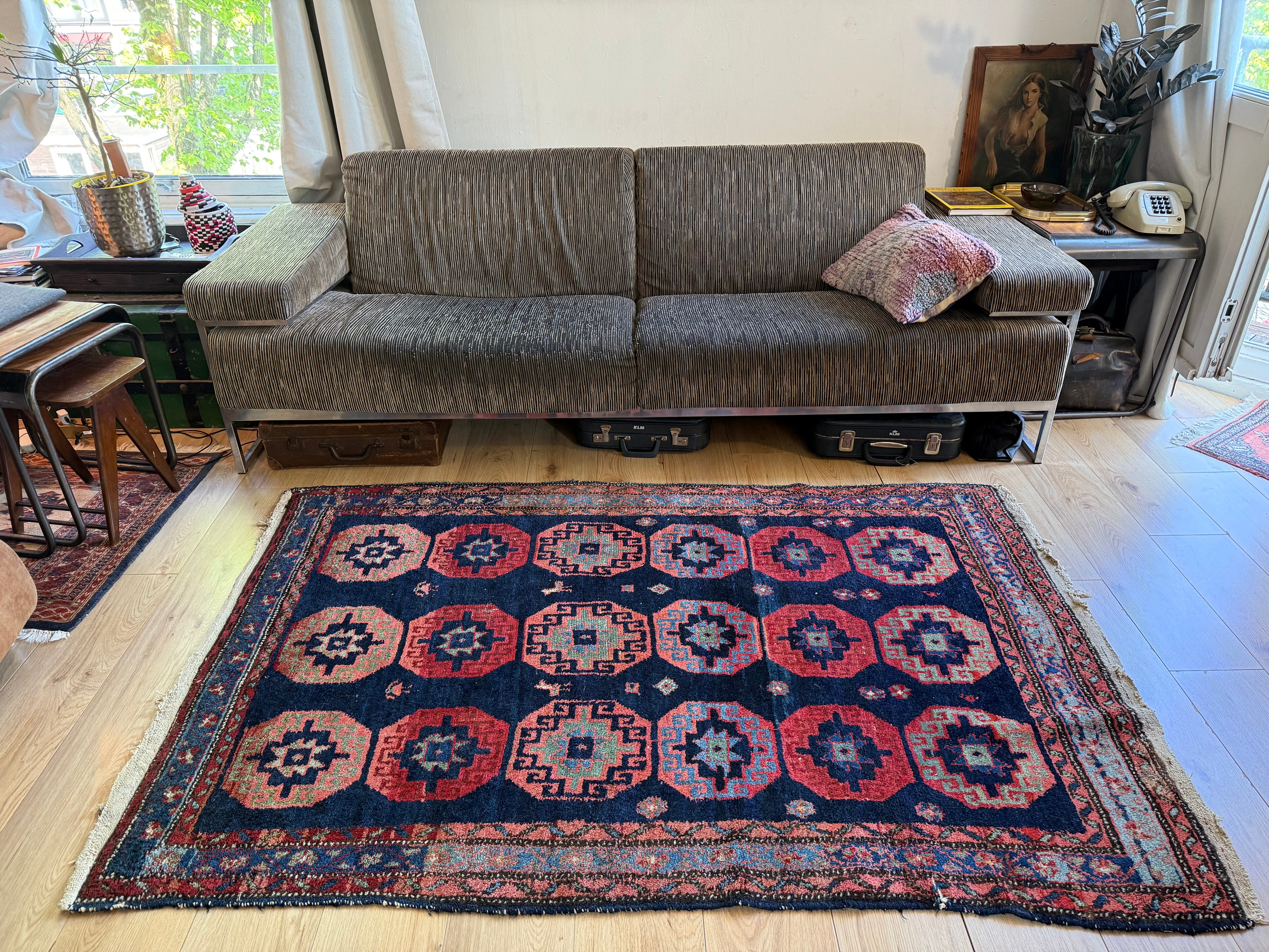 Handgeknoopt vintage tapijt – Zuid-Kaukasus (Karabagh / Kazak-stijl) – ca. 125 × 194 cm