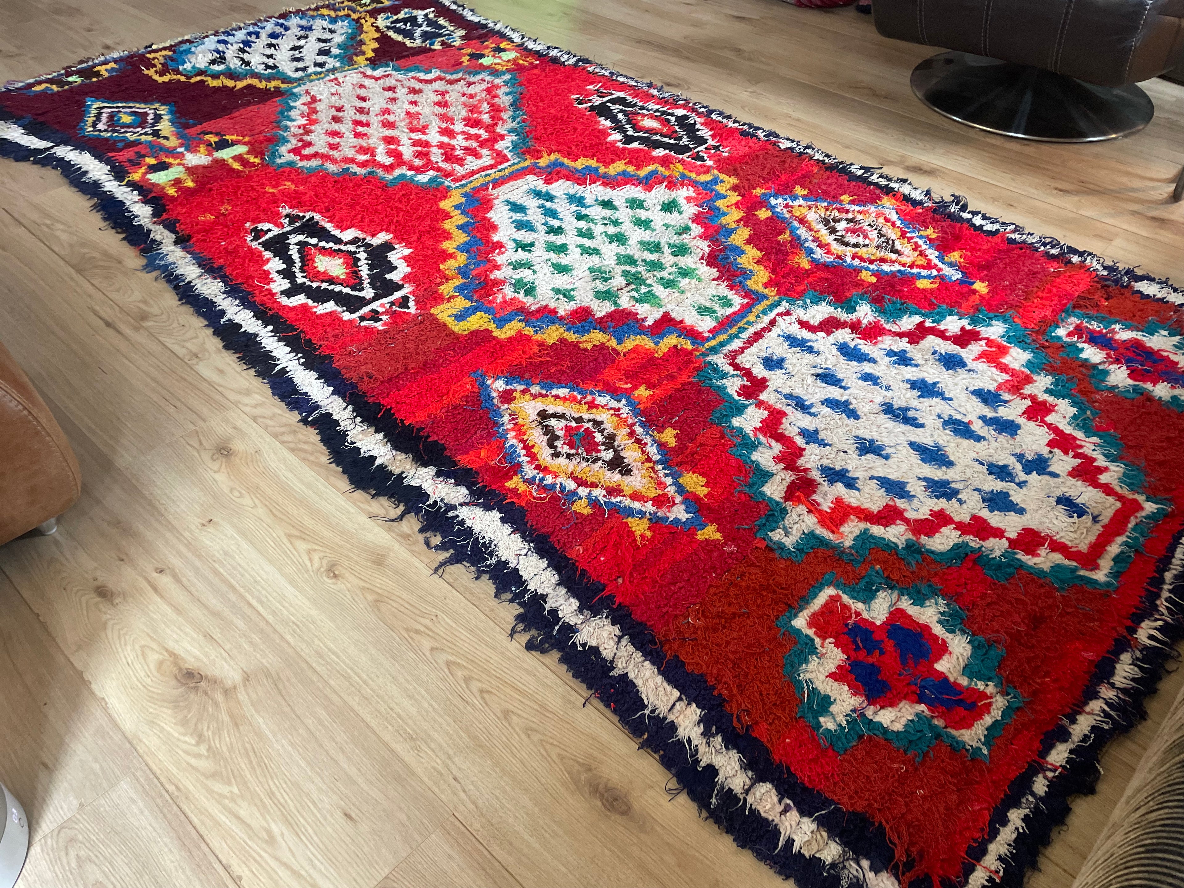 Handgeknoopt vintage Boujad tapijt – Marokkaans – ca. 282 × 145 cm