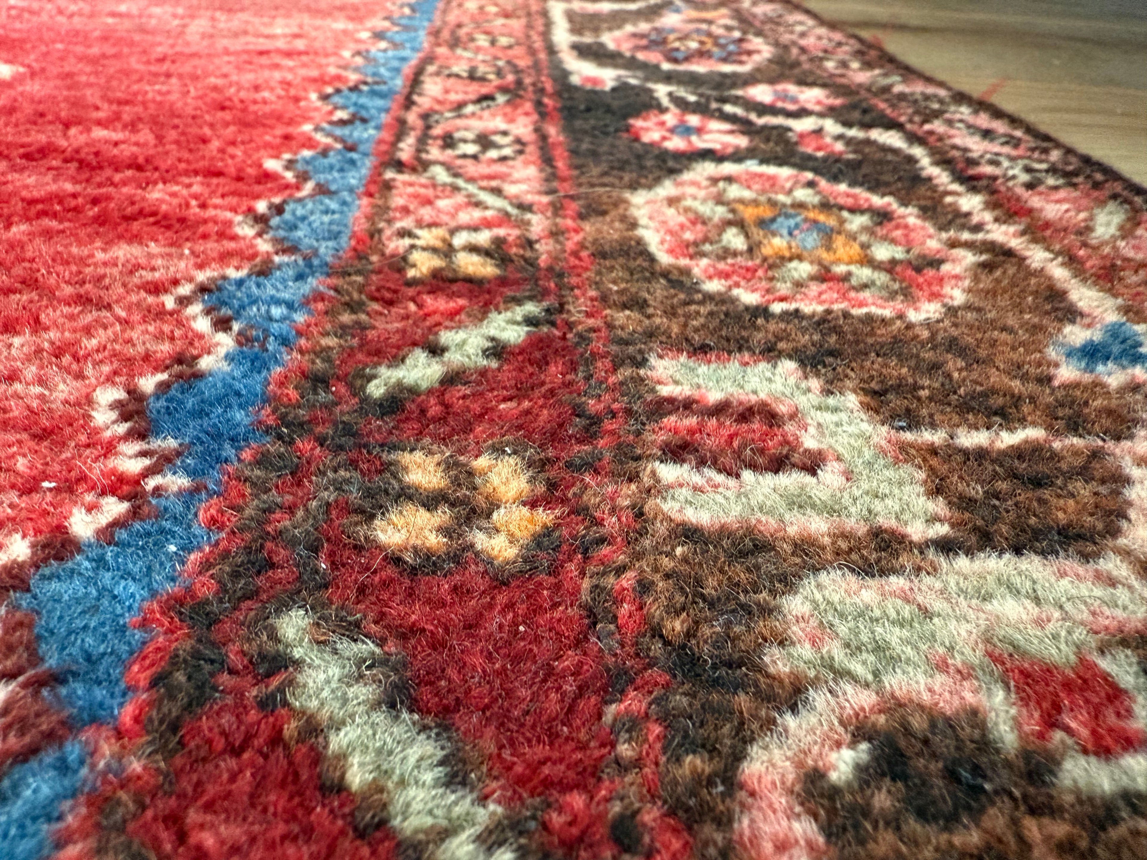 Handgeknoopt vintage Oosters tapijt – Heris-stijl – ca. 206 × 130 cm