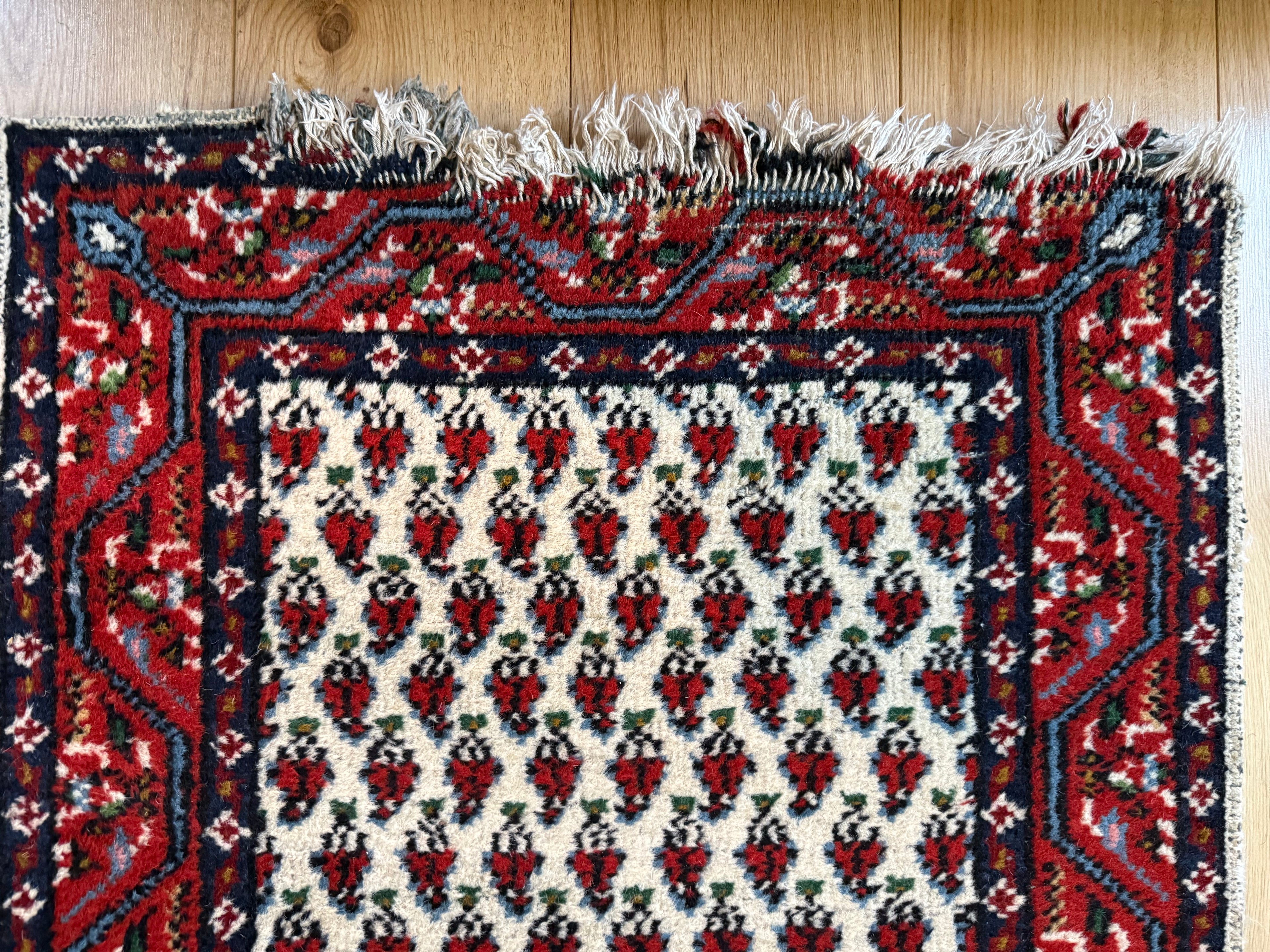 Vintage handgeknoopte loper – 275 × 75 cm – boteh-patroon