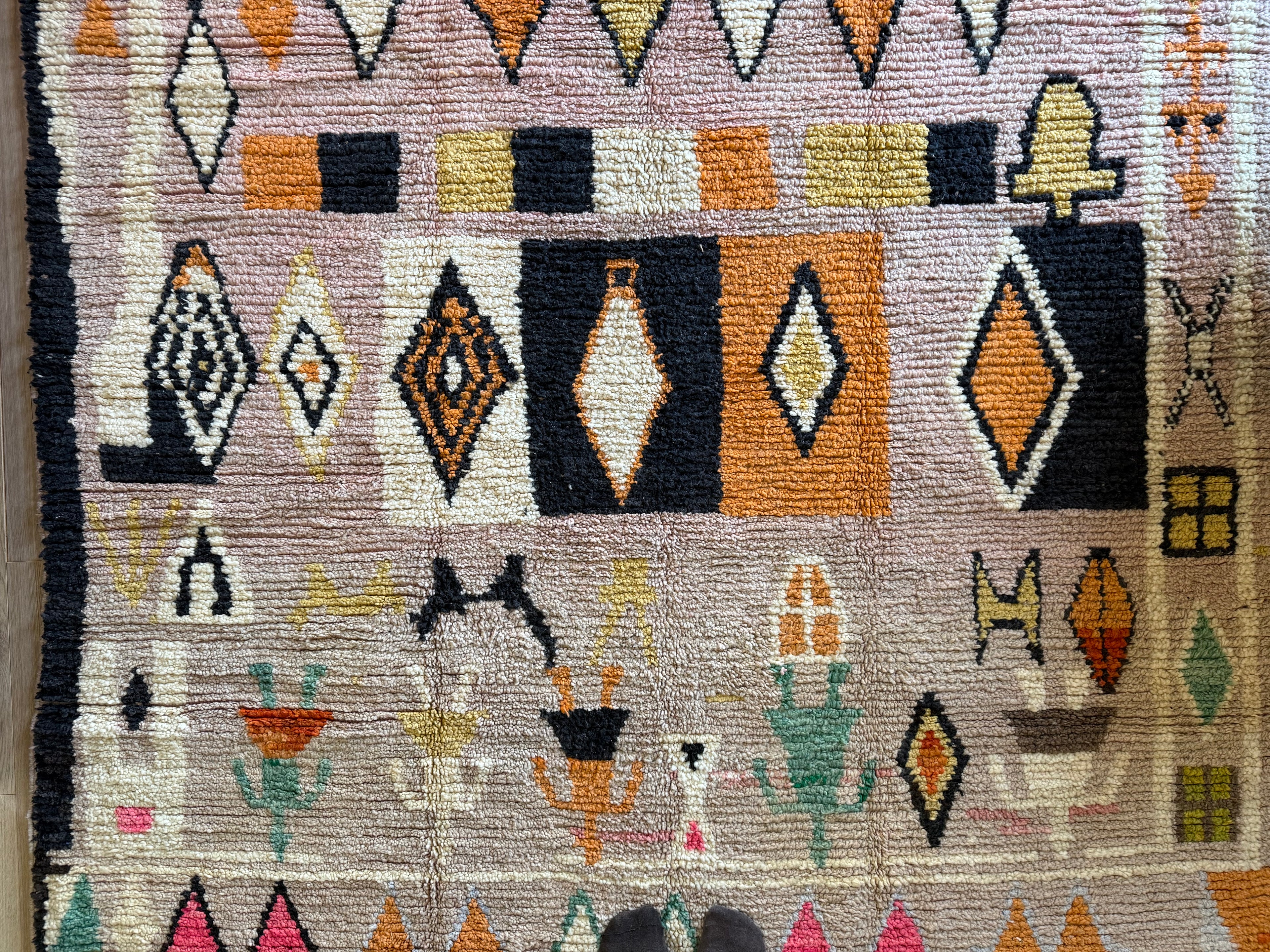 Handgeknoopt Marokkaans vloerkleed – ca. 300 × 200 cm – kleurrijk geometrisch design