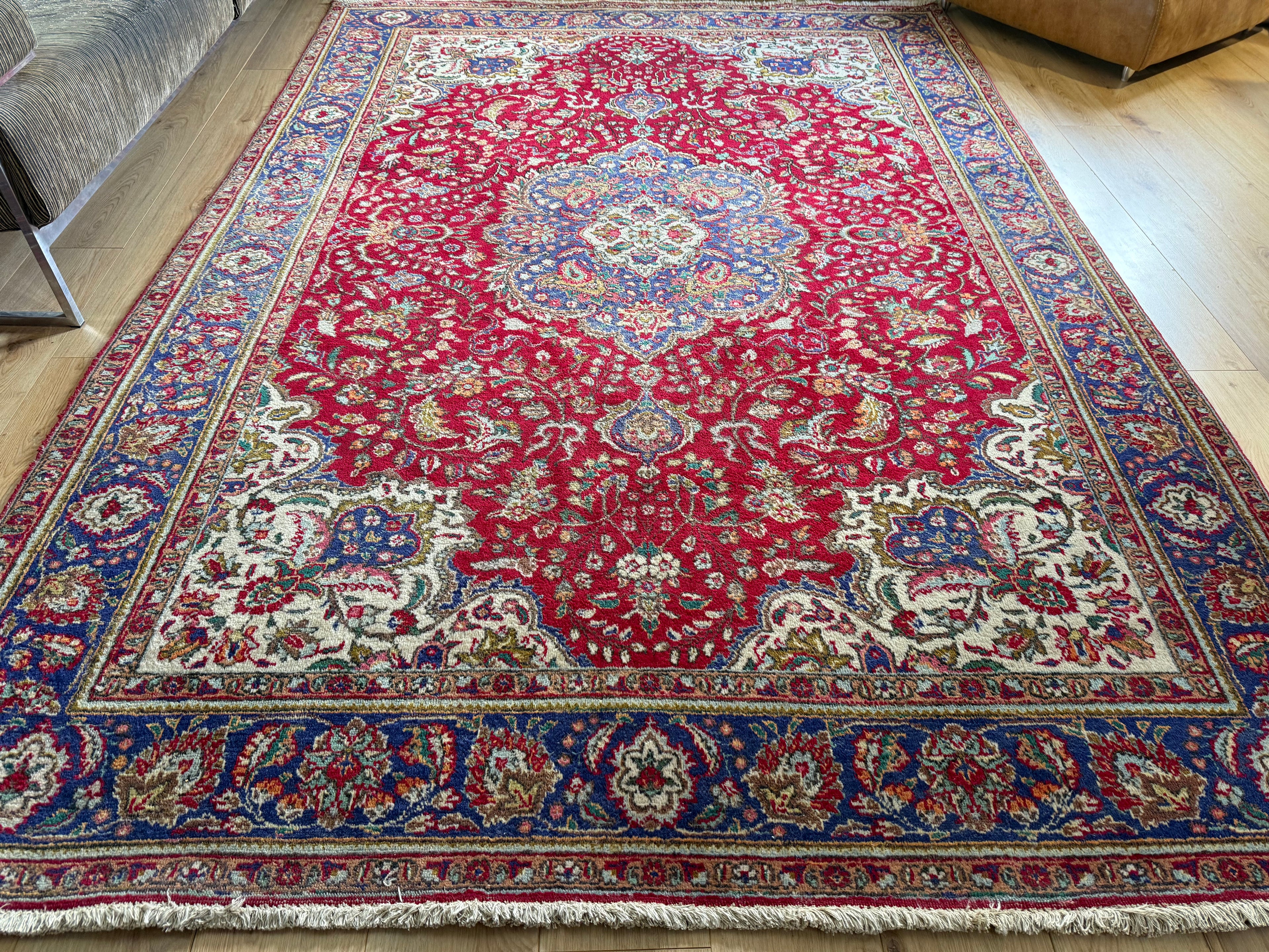 Handgeknoopt vintage Tabriz tapijt – ca. 301 × 205 cm