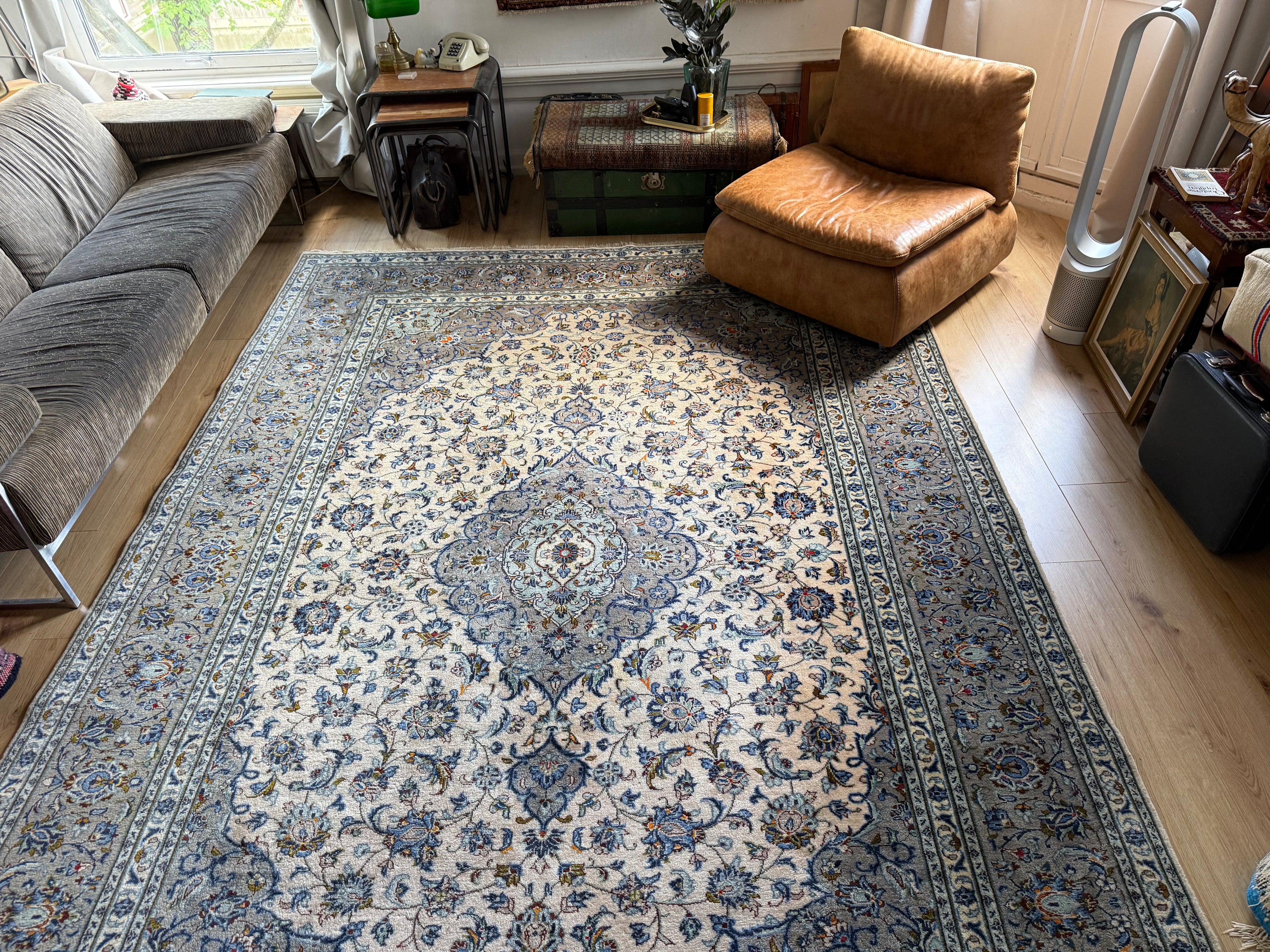 Handgeknoopt vintage tapijt – Licht & elegant – ca. 365 × 245 cm