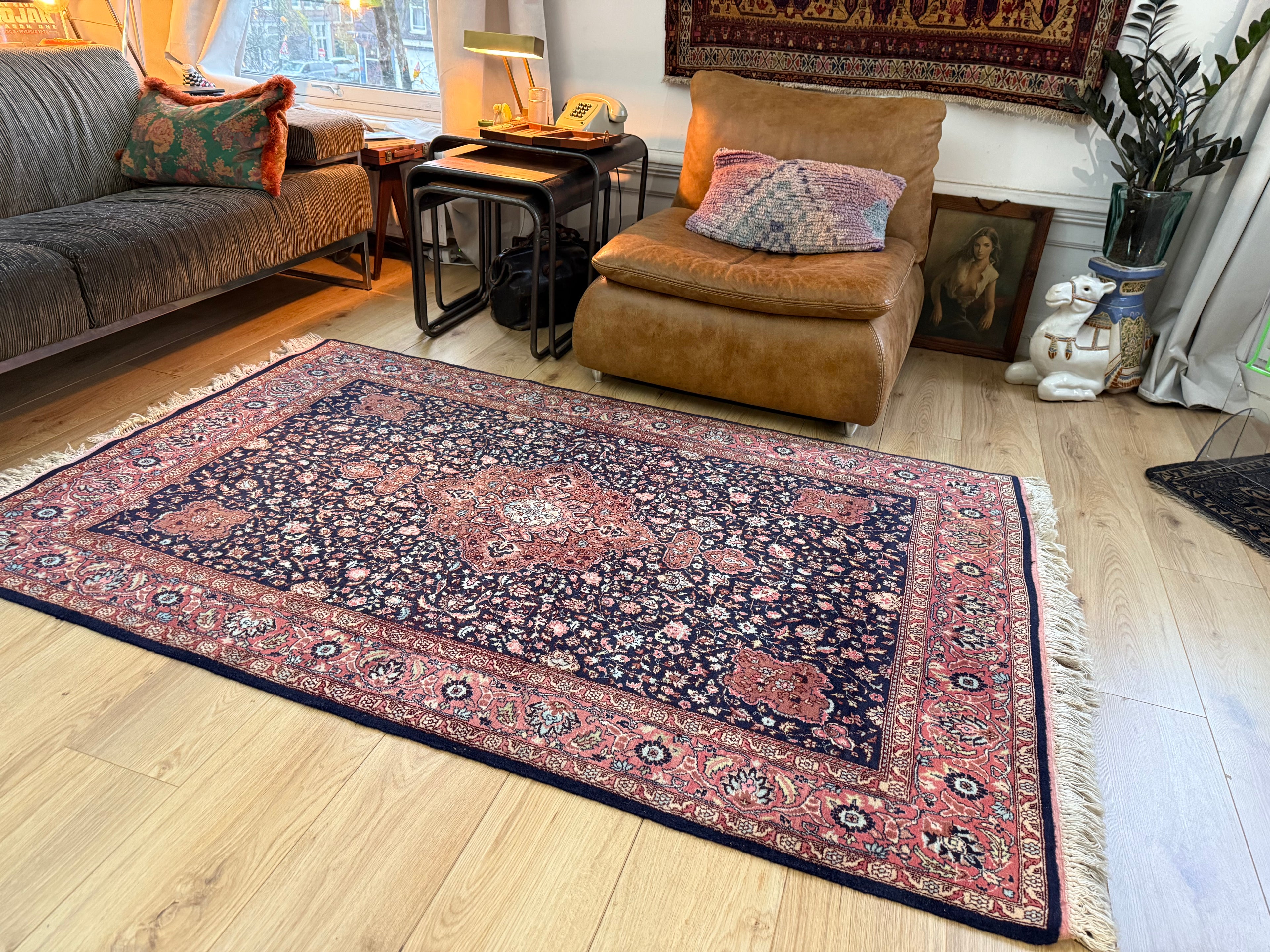 Handgeknoopt vintage Tabriz-stijl tapijt – ca. 208 x 128 cm