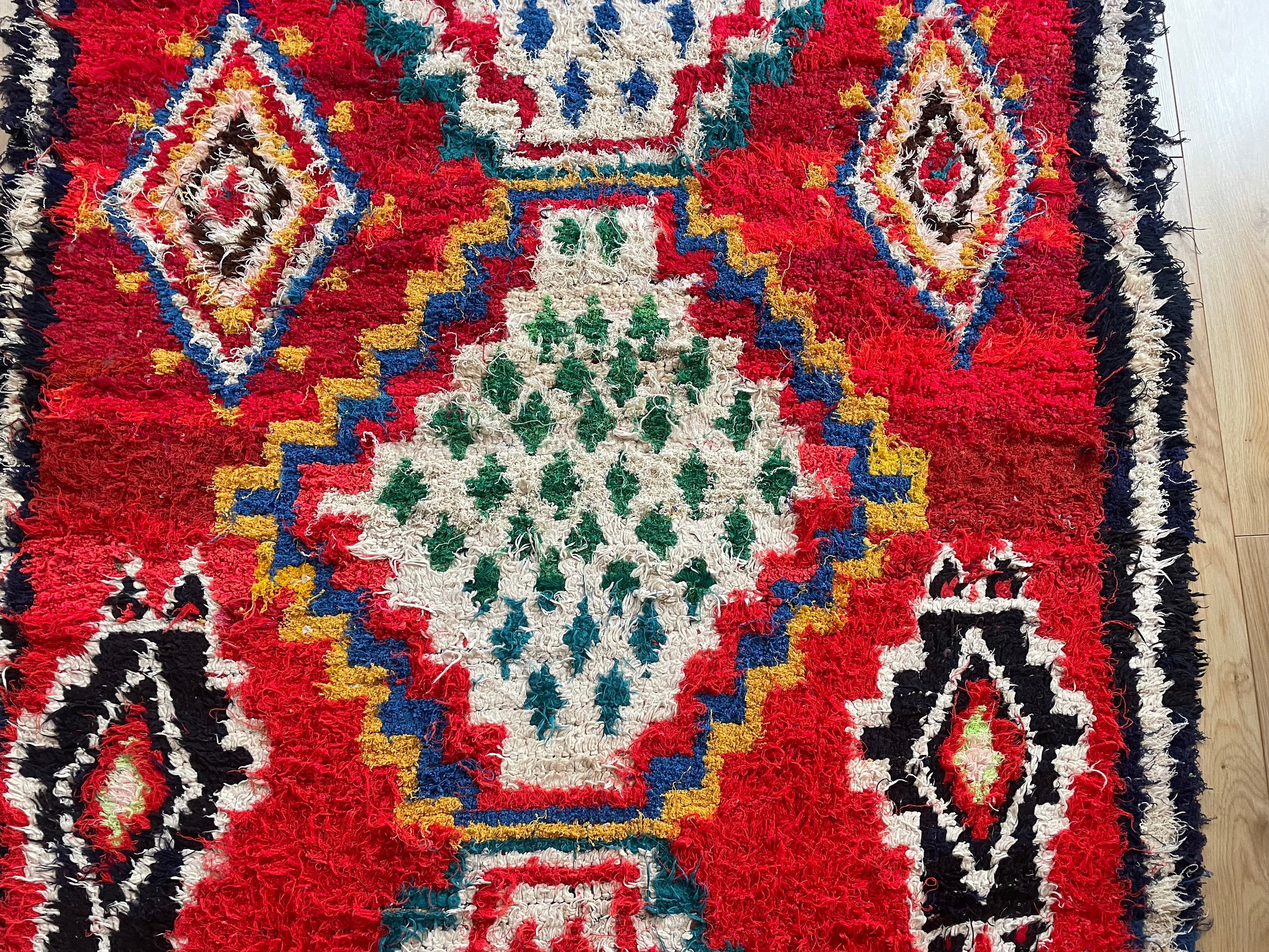 Handgeknoopt vintage Boujad tapijt – Marokkaans – ca. 282 × 145 cm