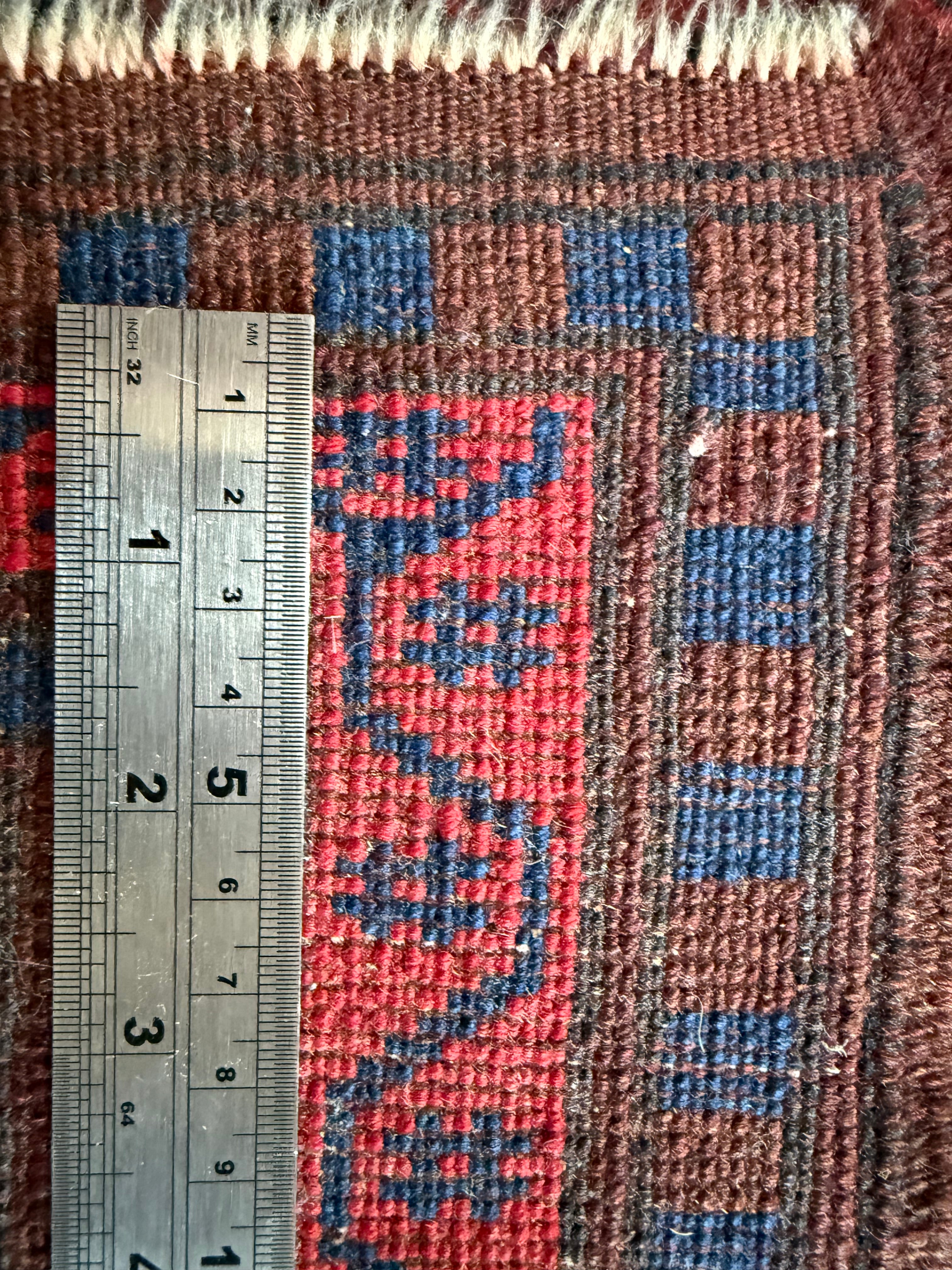 Hand-knotted tribal vintage carpet – Baluch – Indigo & star medallion – ca. 1920–1935 size: 177 × 108 cm
