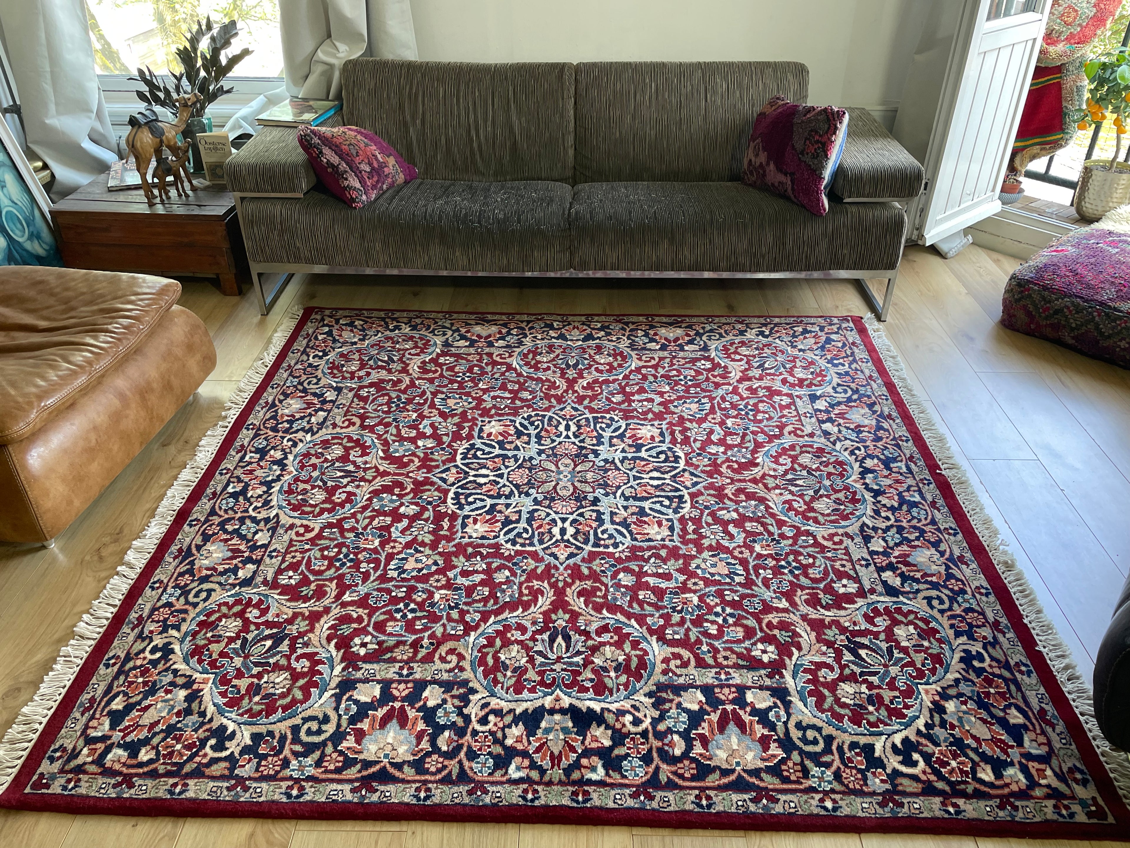 Handgeknoopt vintage oosters tapijt – ca. 200 × 193 cm