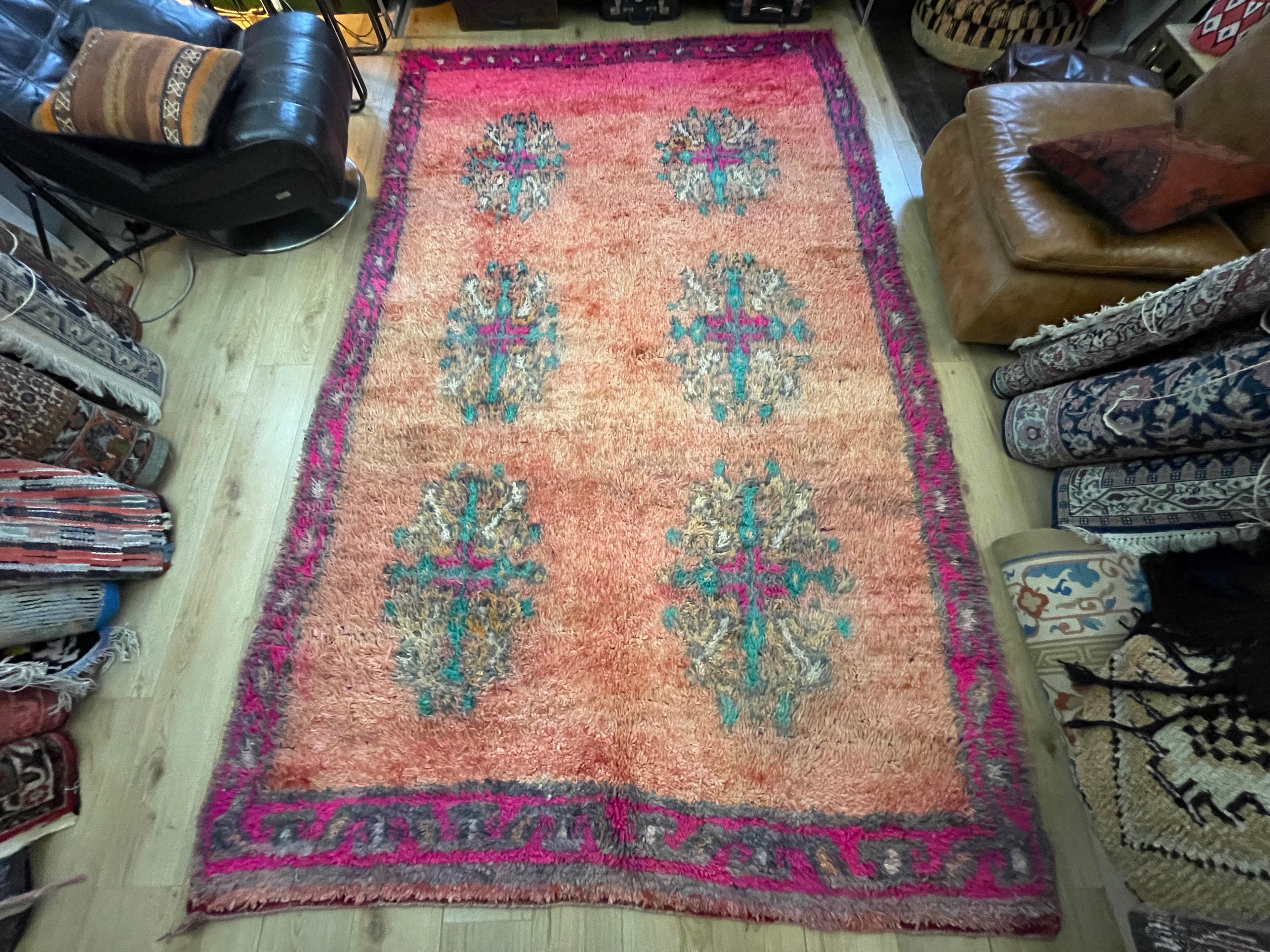 Handgeknoopt vintage tapijt Marokkaans Boucherouite ca. 323 × 193 cm