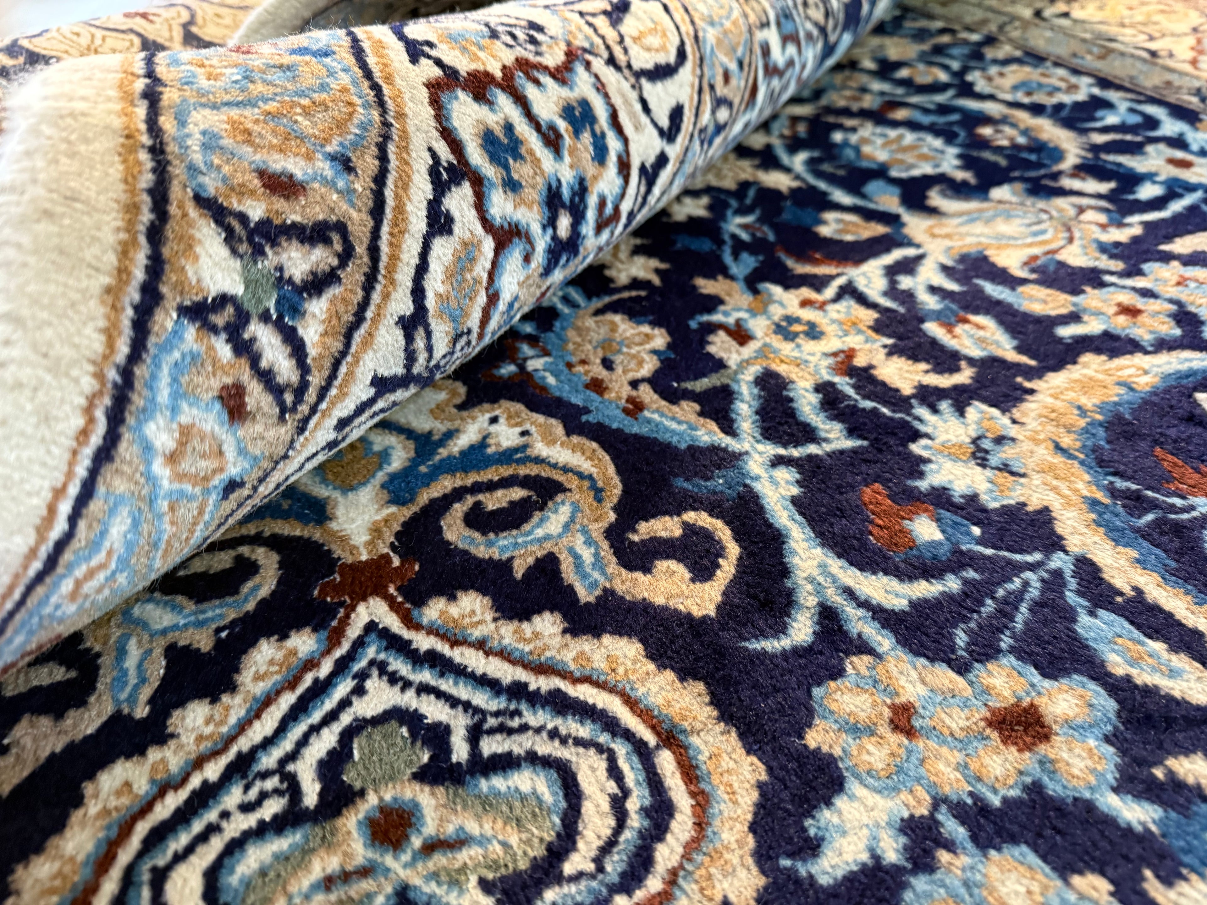 Hand-knotted vintage oriental Nain style carpet – approx. 196 × 300 cm