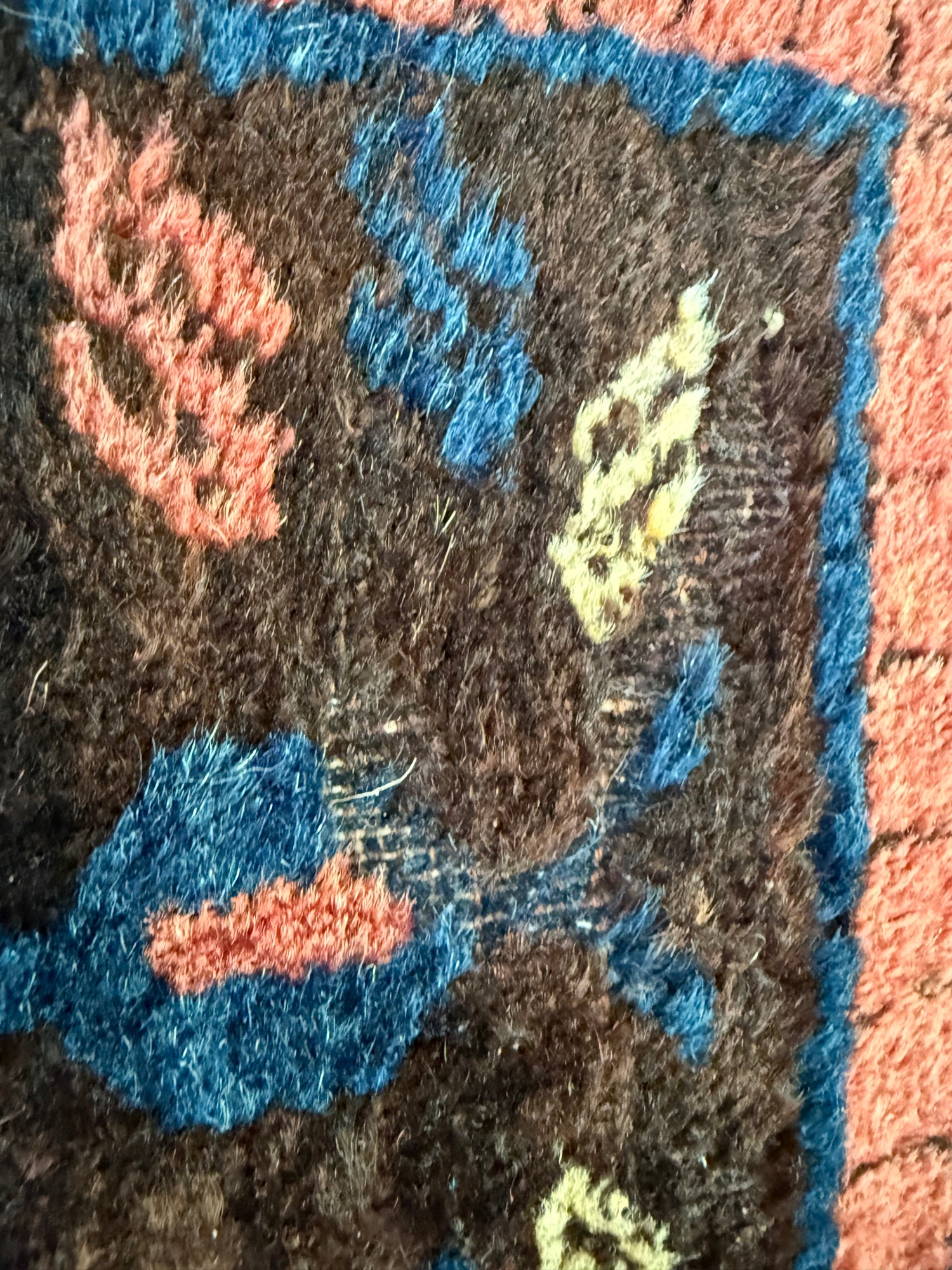Tapete vintage antigo feito à mão nó a nó Tapete de aldeia (estilo Nahavand) – aprox. 158 × 180 cm