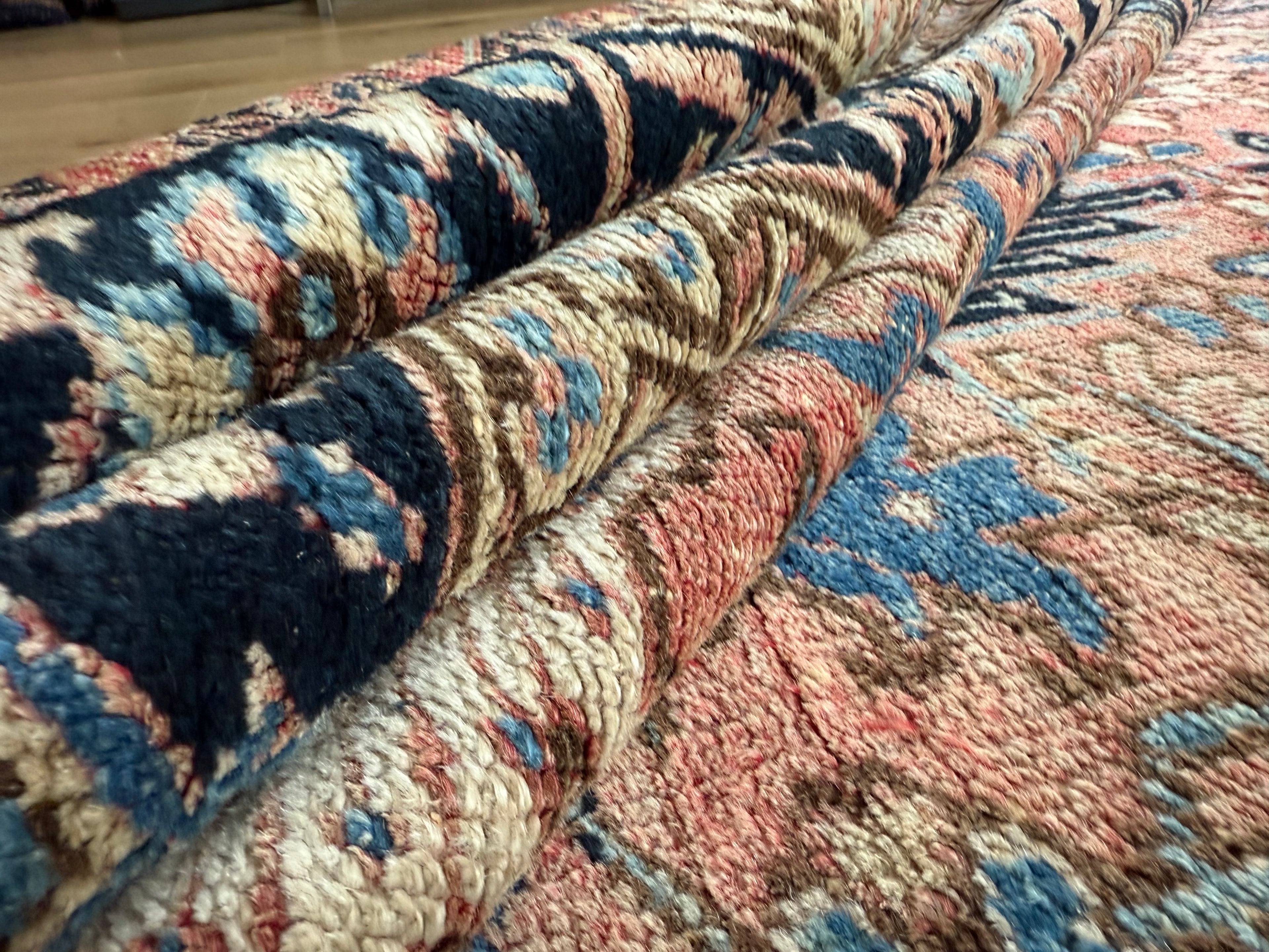 Vintage handgeknoopt tapijt in Heriz-stijl – ca. 290 × 212 cm gemaakt ca. 1940-1950