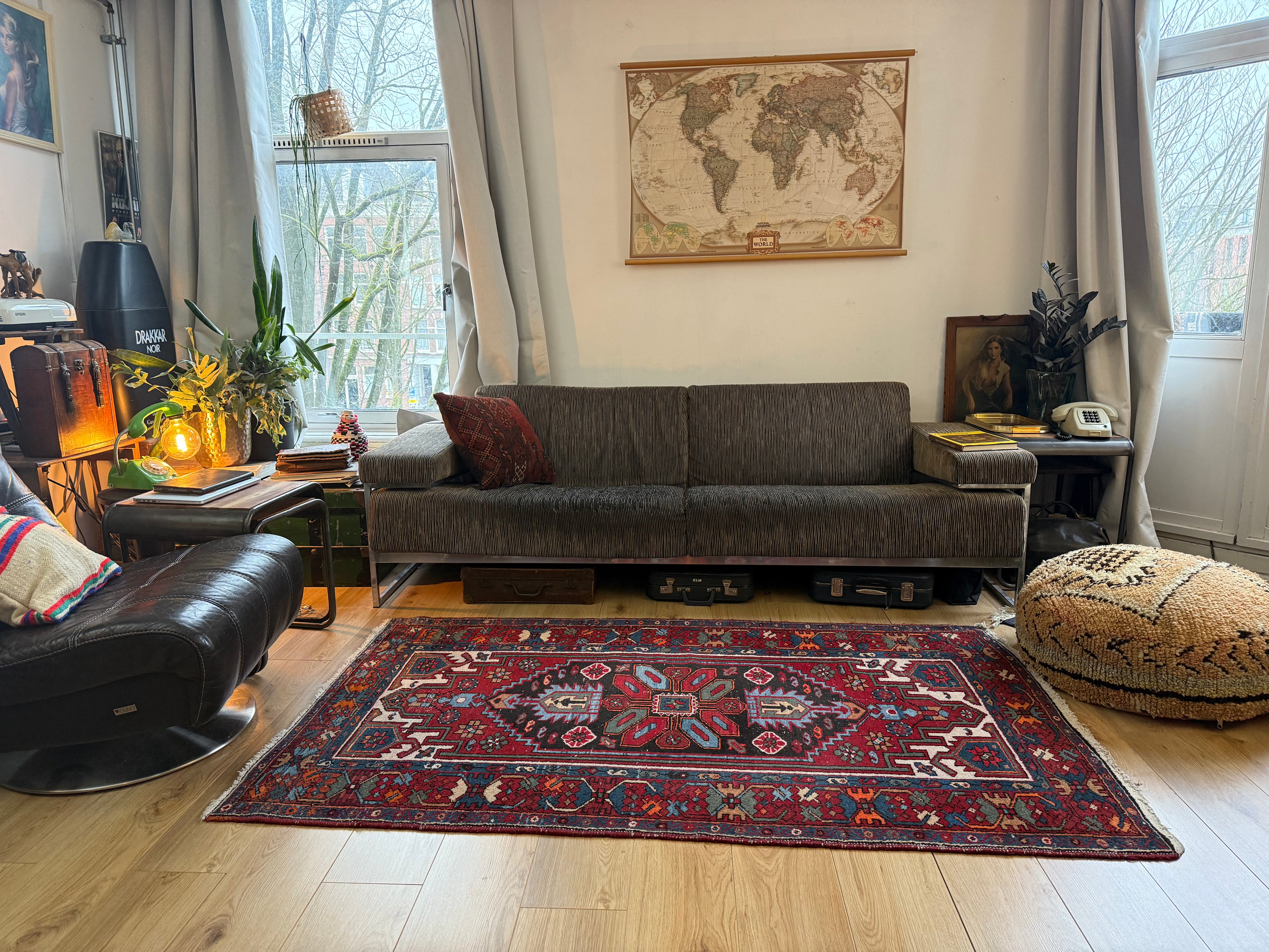 Handgeknoopt vintage oosters tapijt – Heriz stijl – ca. 200 × 118 cm