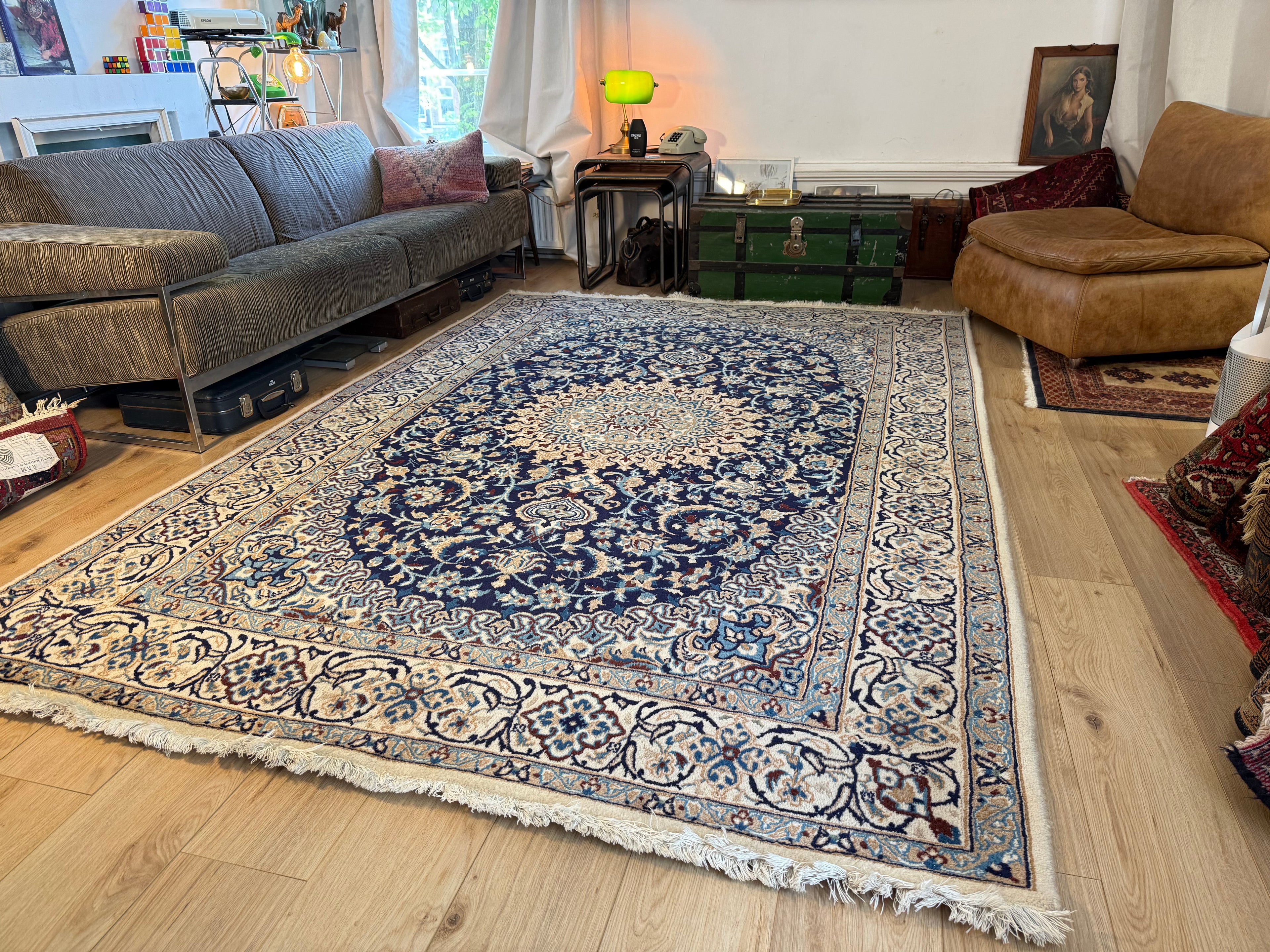 Hand-knotted vintage oriental Nain style carpet – approx. 196 × 300 cm