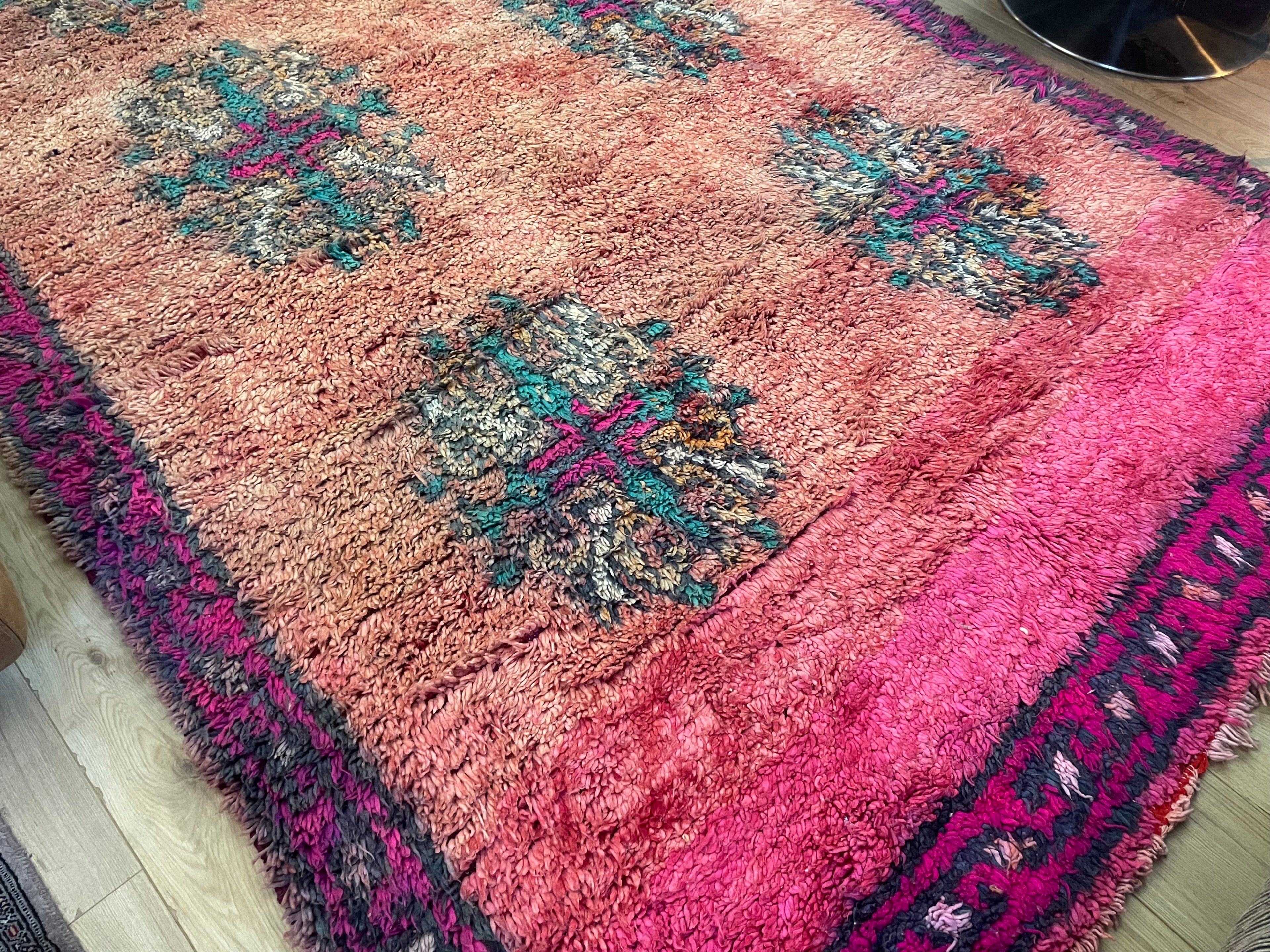 Handgeknoopt vintage tapijt Marokkaans Boucherouite ca. 323 × 193 cm