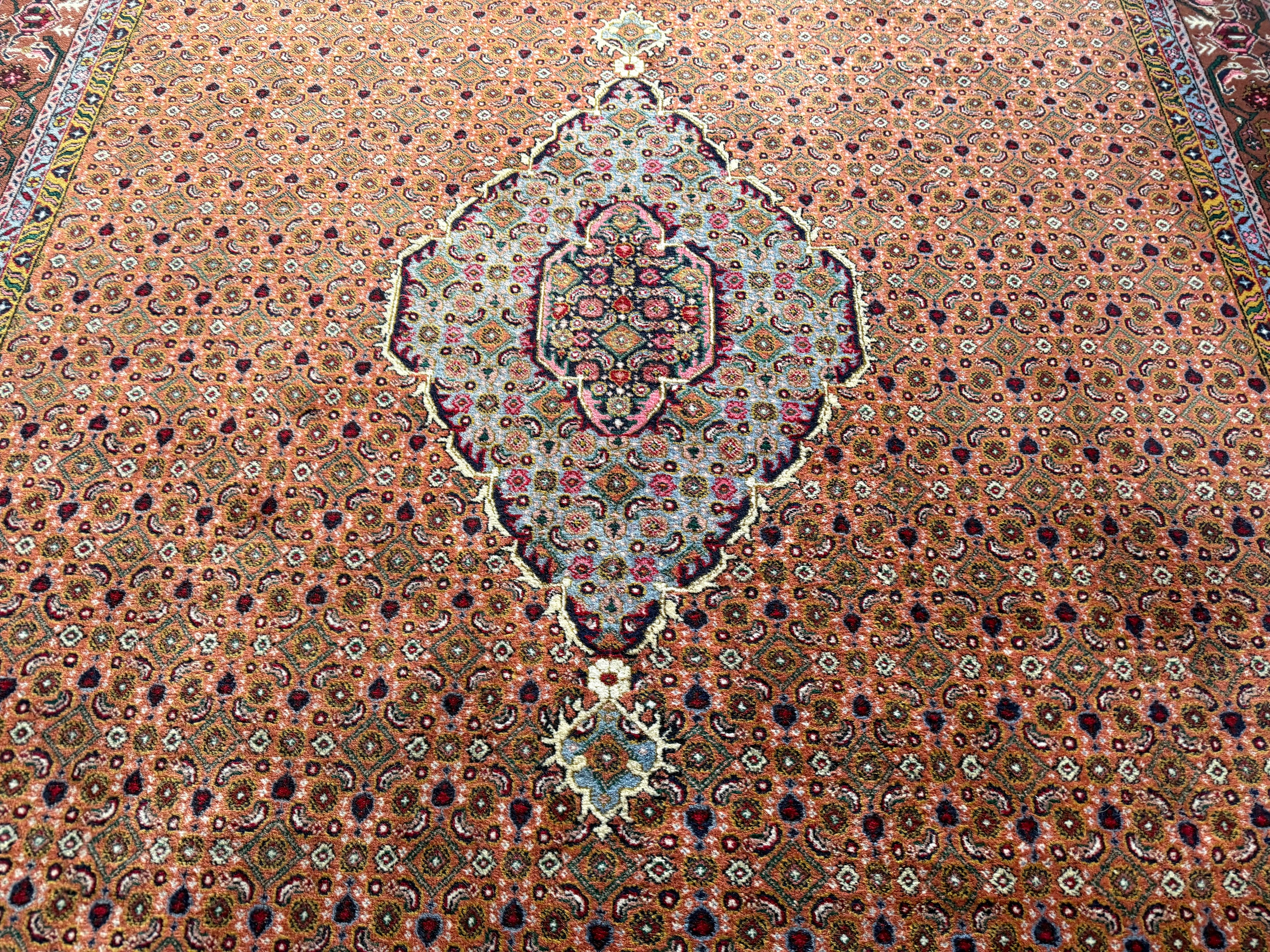 Tapete vintage nó à mão – estilo Bidjar – 310 × 200 cm – padrão Mahi